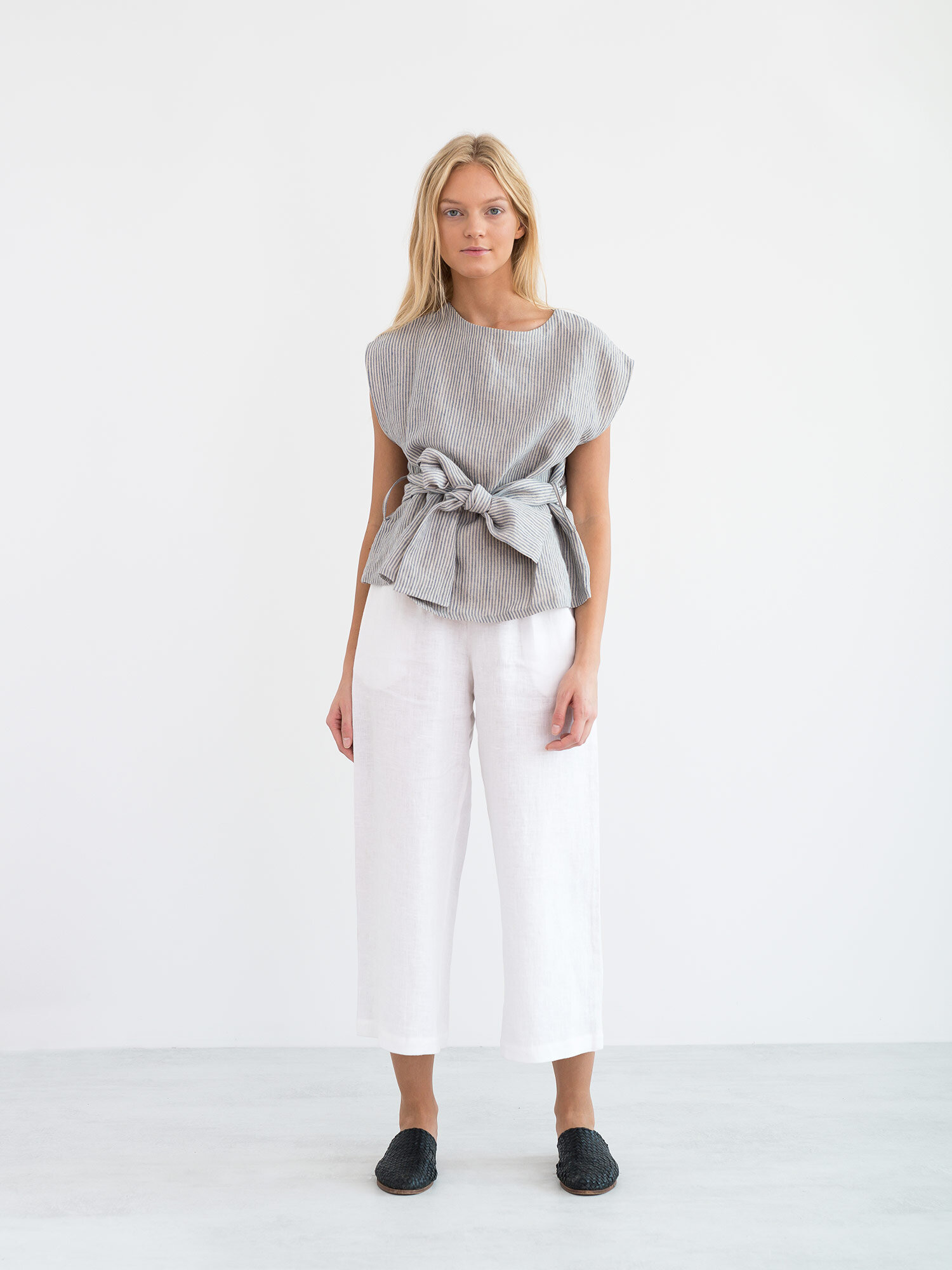 ALEXANDRA Linen Tie Waist Top - Image 3