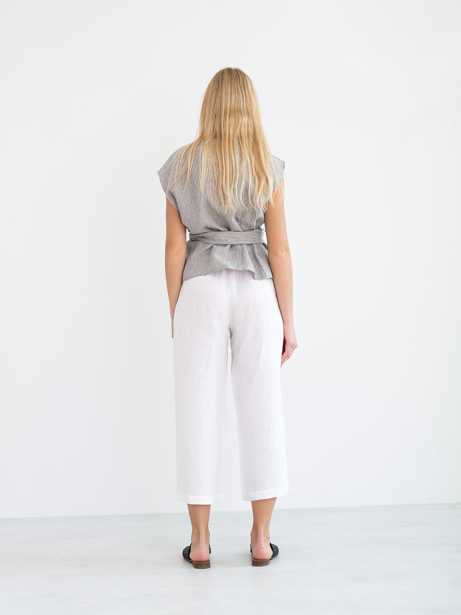 ALEXANDRA Linen Tie Waist Top - Image 5