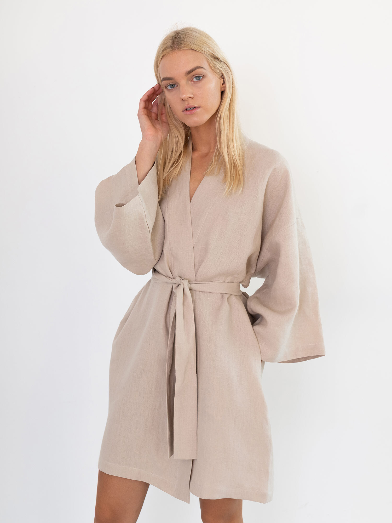 ATHENA Linen Wrap Dress - Image 1
