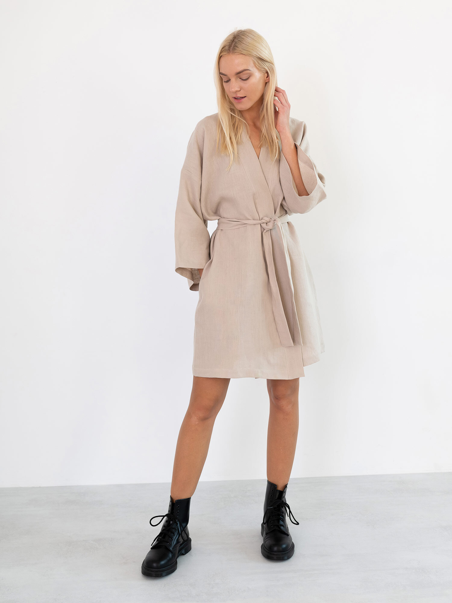 ATHENA Linen Wrap Dress - Image 3