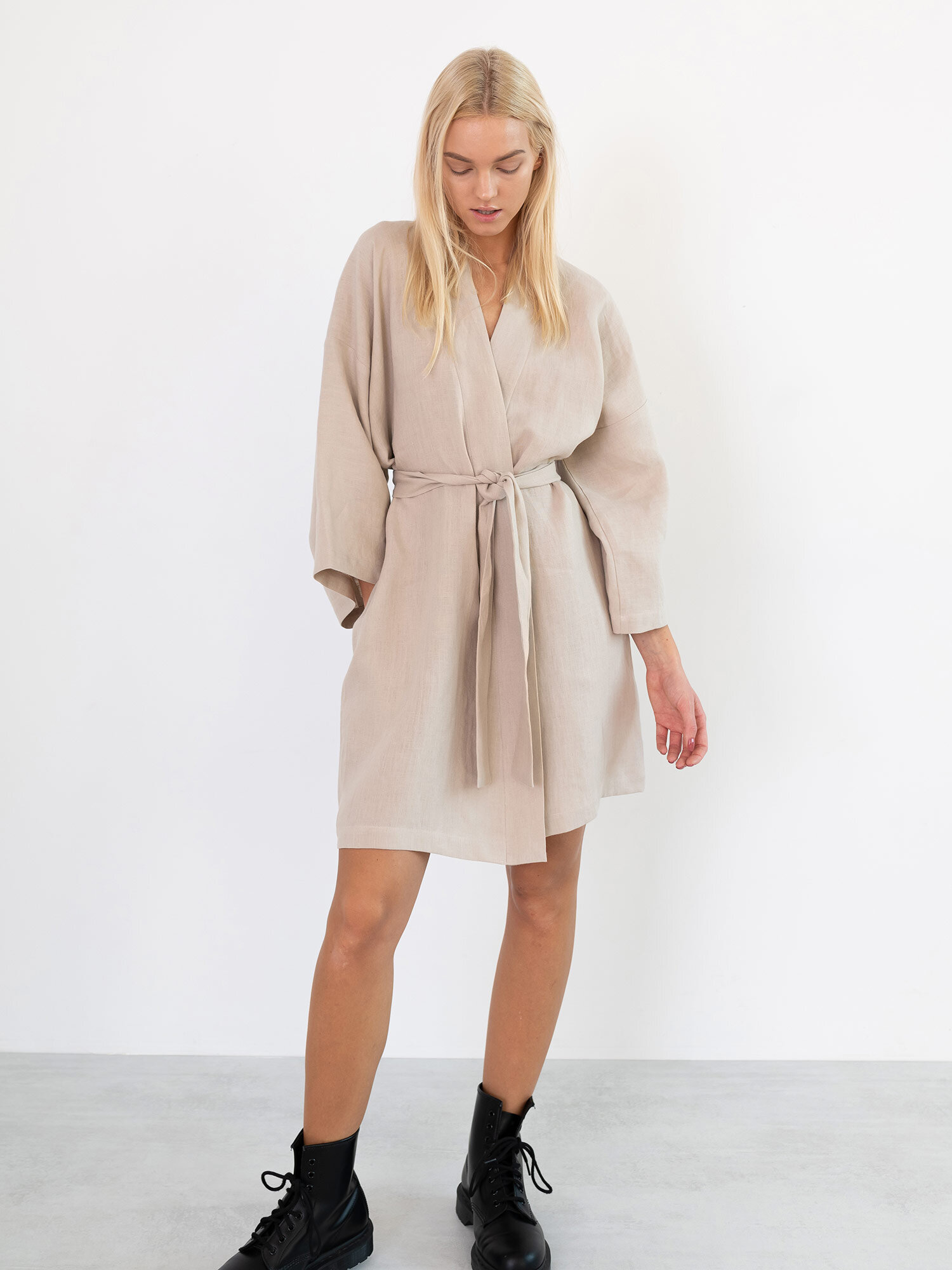 ATHENA Linen Wrap Dress - Image 5