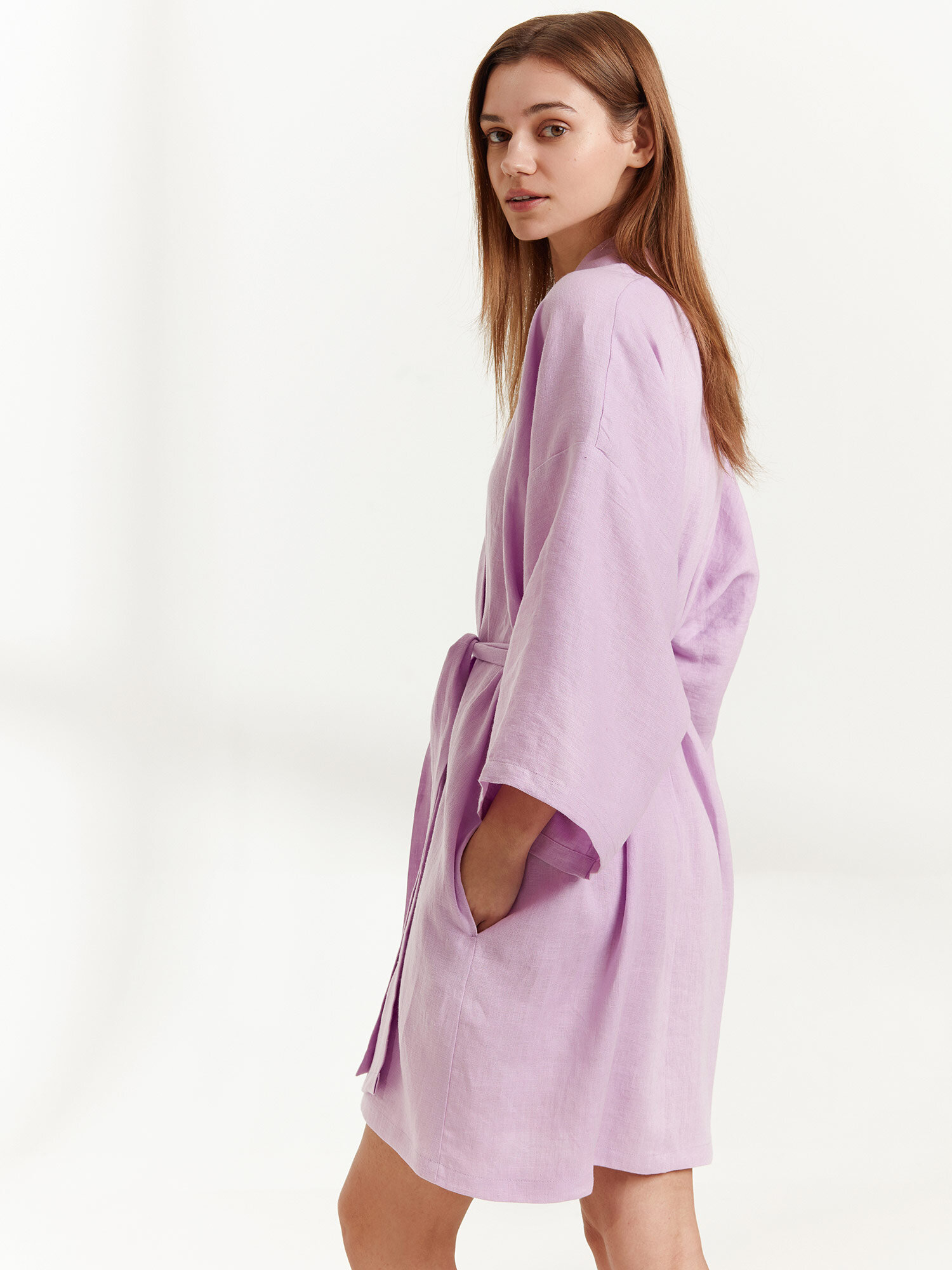 ATHENA Linen Wrap Dress - Image 3