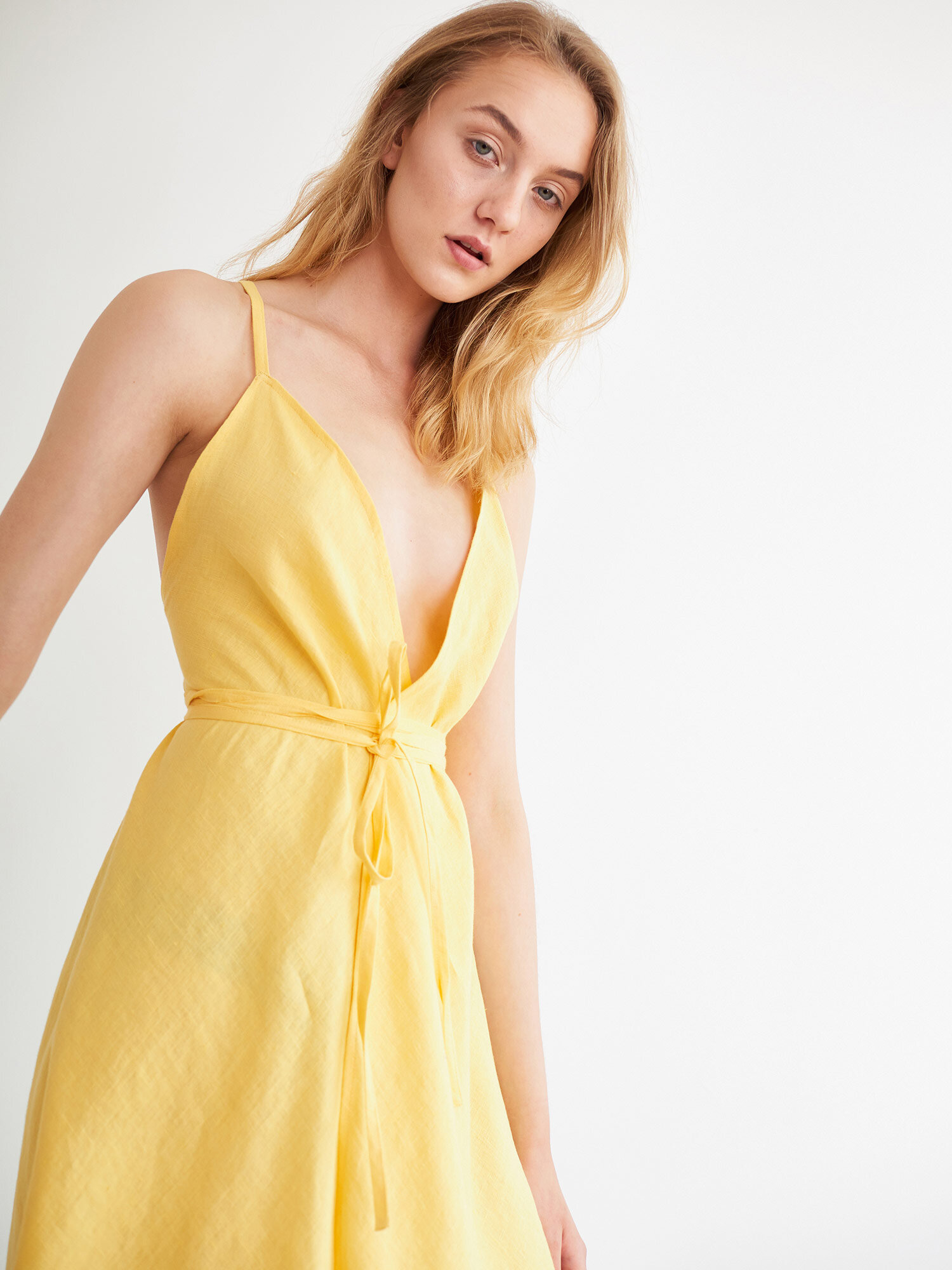AUDREY Linen Wrap Dress - Image 1