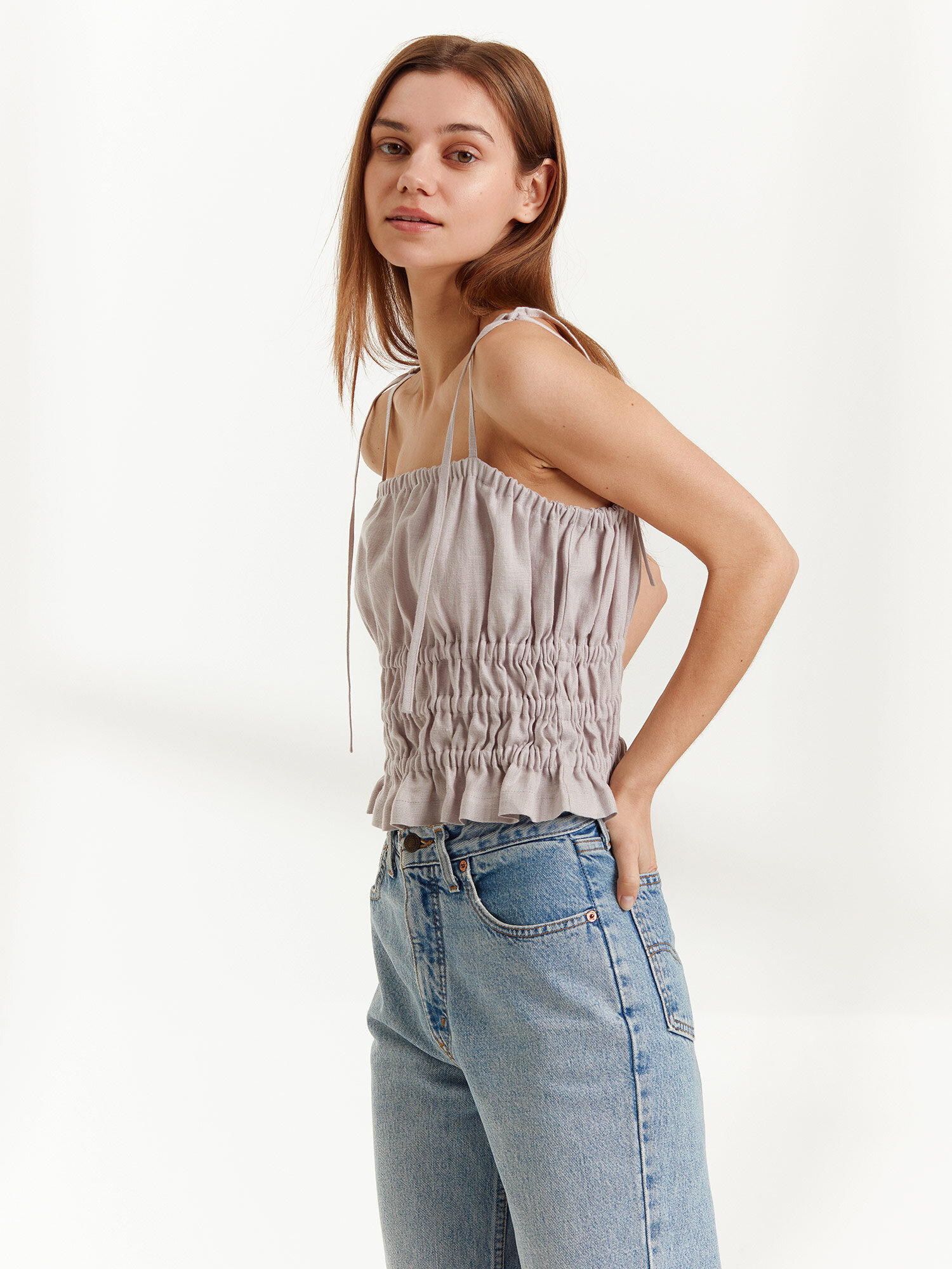 AUGUST Linen Strap Top - Image 1