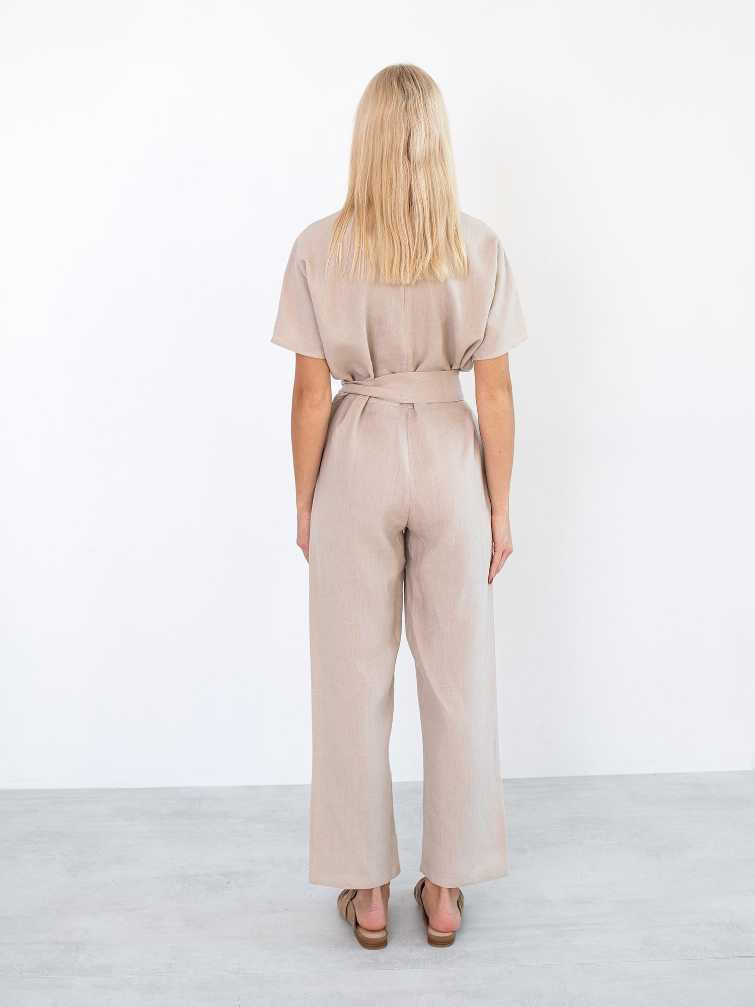 AURORA Linen Jumpsuit in Beige - Image 5