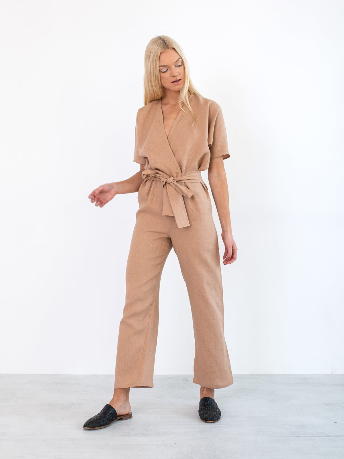 Image 5 of AURORA Linen Jumpsuit in Camel from Love and Confuse