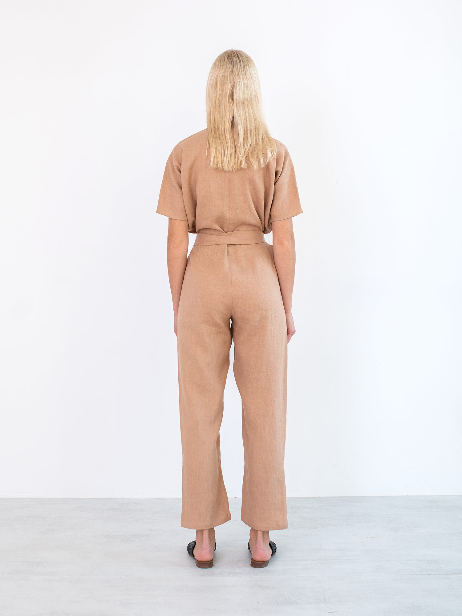 AURORA Linen Jumpsuit in Camel - Image 6