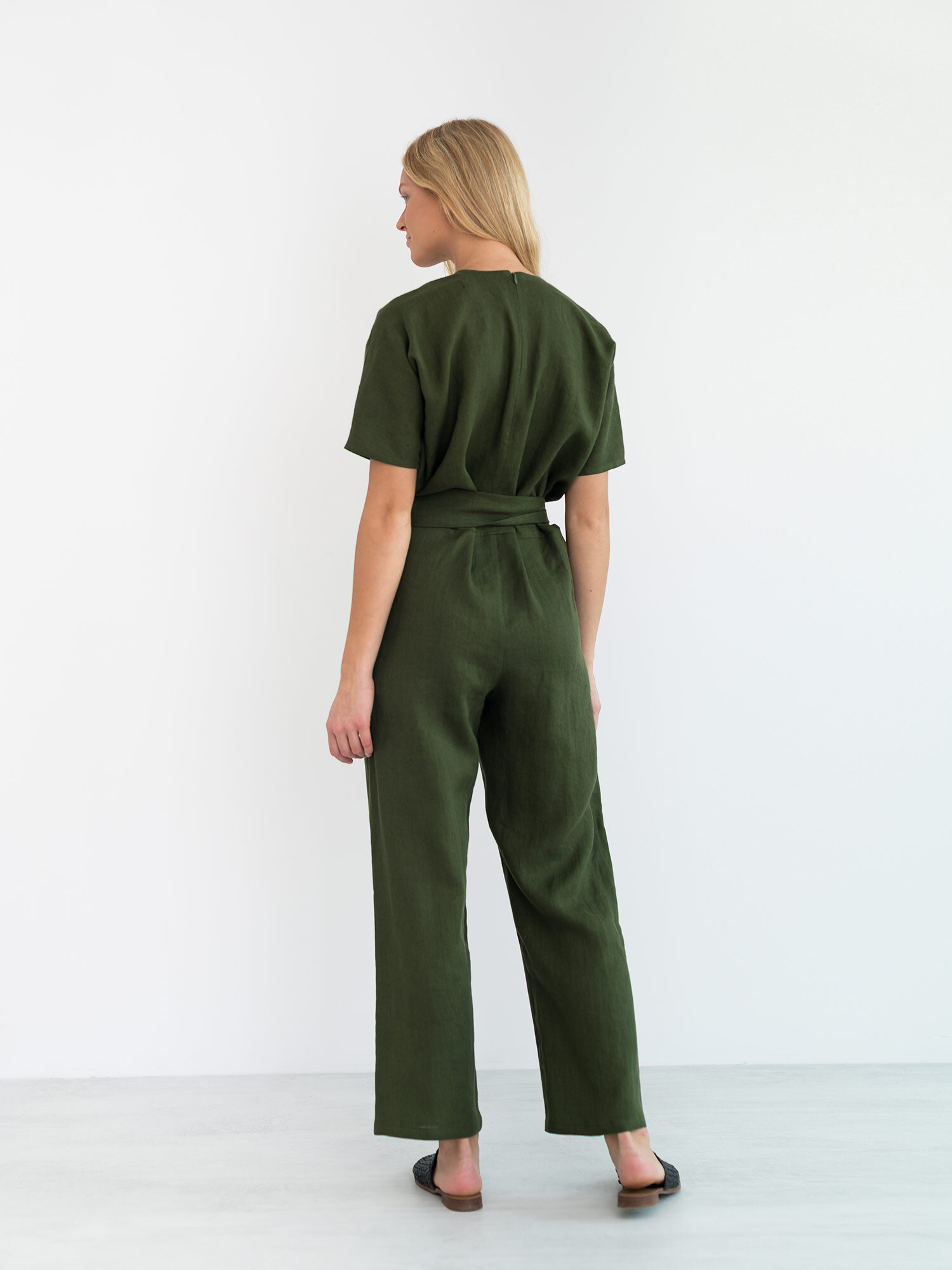 AURORA Linen Jumpsuit in Forest Green - Image 5