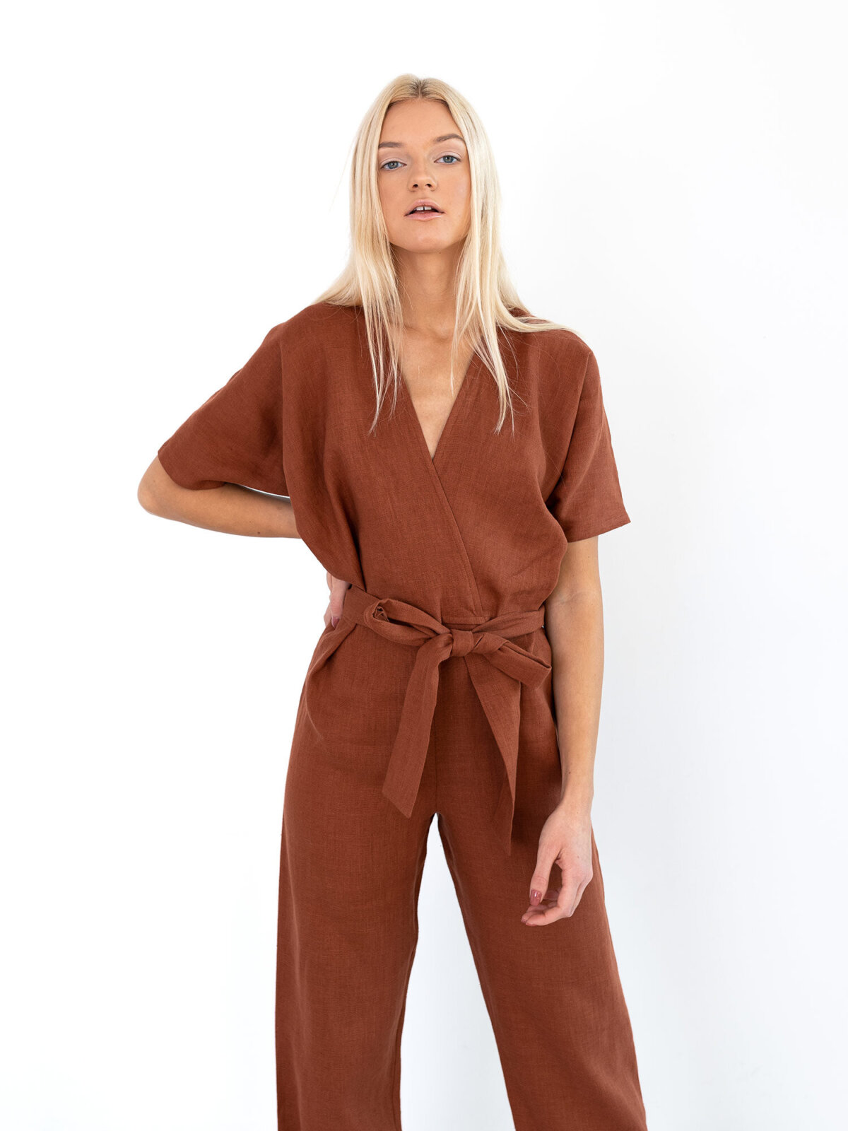 Image 2 of AURORA Linen Jumpsuit in Rust from Love and Confuse