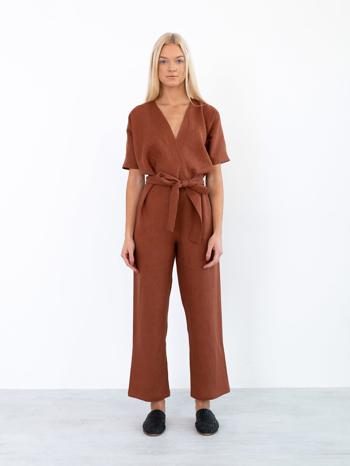 Image 3 of AURORA Linen Jumpsuit in Rust from Love and Confuse