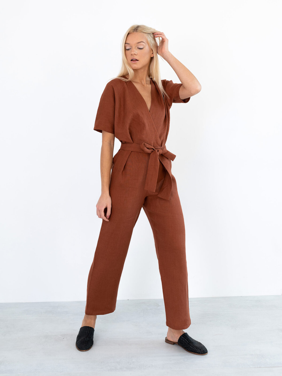 Image 5 of AURORA Linen Jumpsuit in Rust from Love and Confuse