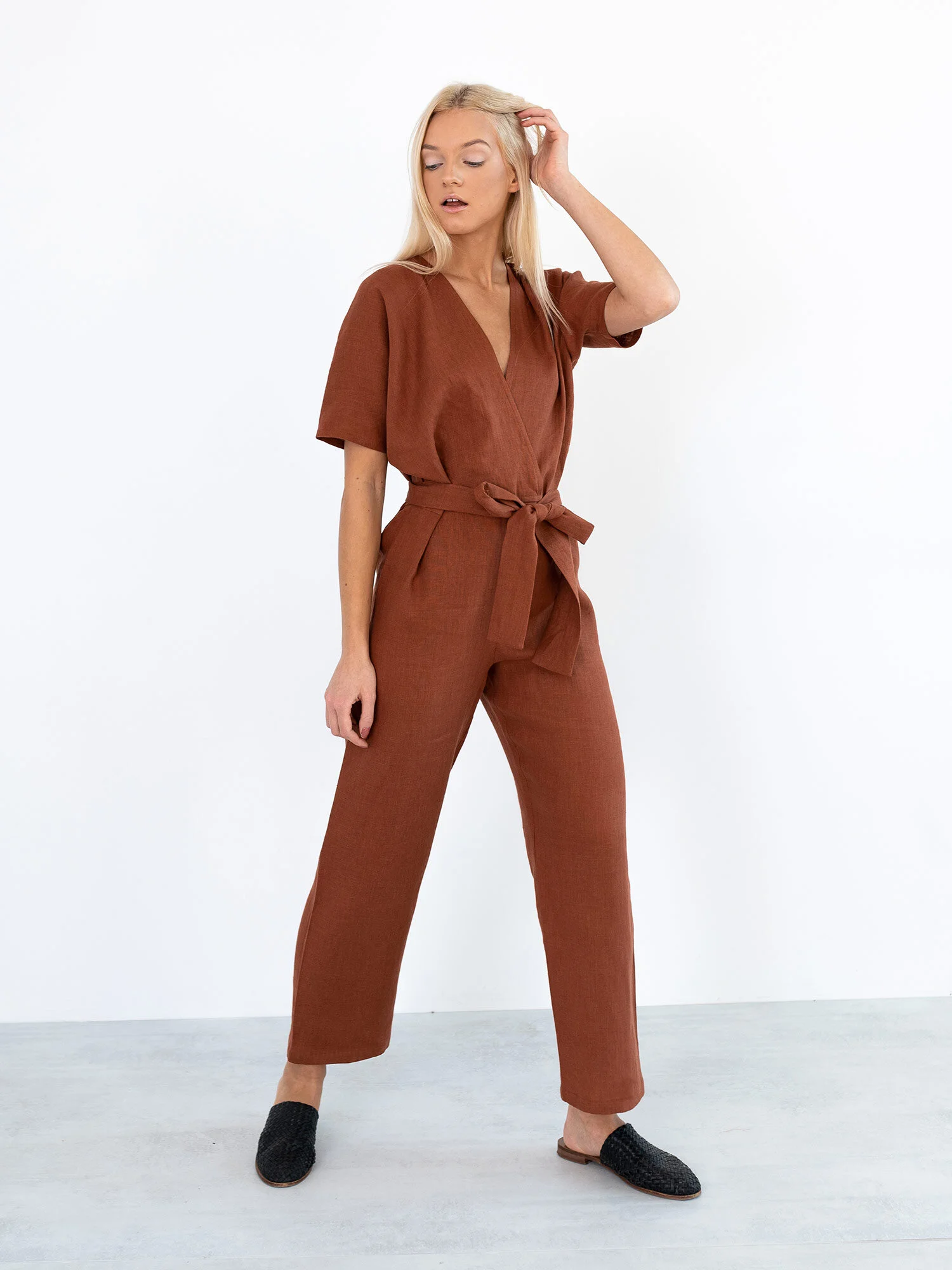 Image 5 of AURORA Linen Jumpsuit in Rust from Love and Confuse