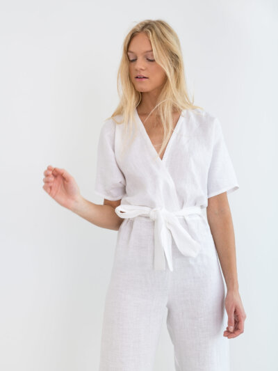 AURORA Linen Jumpsuit in White