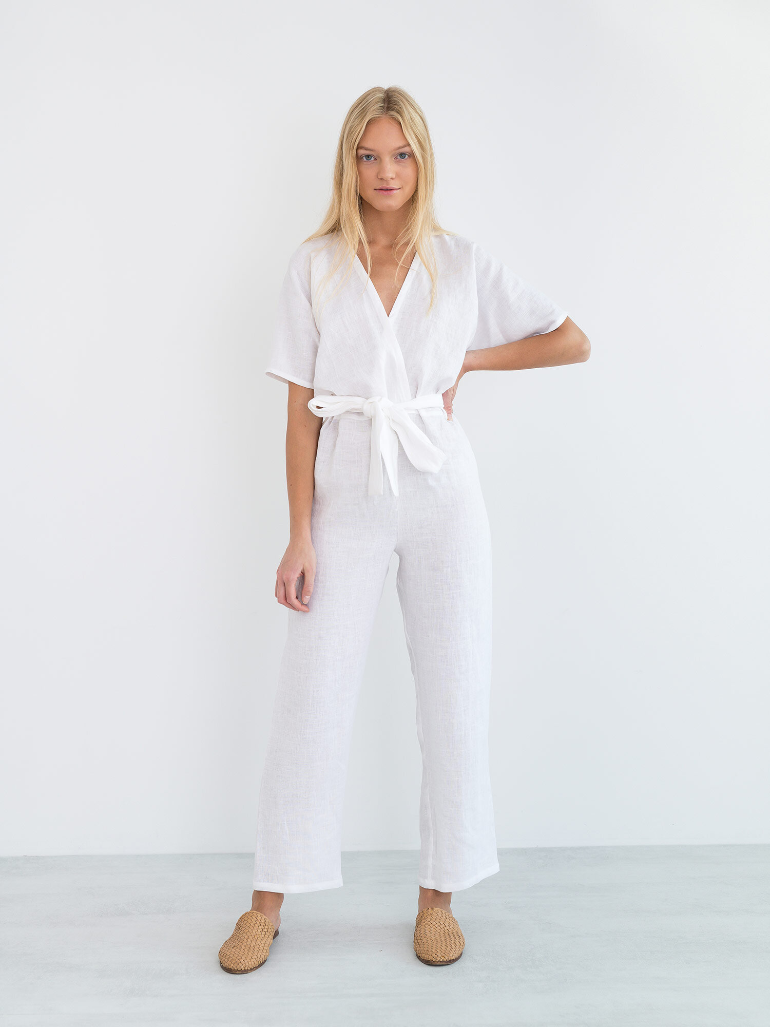 AURORA Linen Jumpsuit in White - Image 2