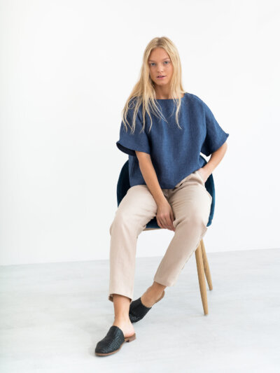 Image 1 of BEE Linen Top in Denim from Love and Confuse