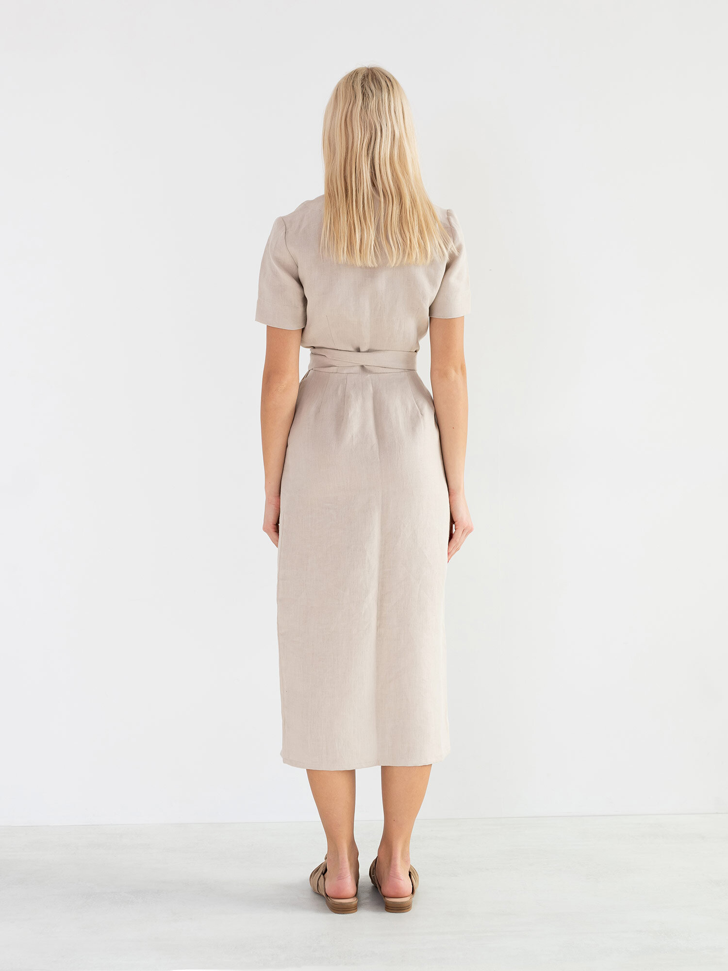 BELLA Linen Midi Wrap Dress - Image 5