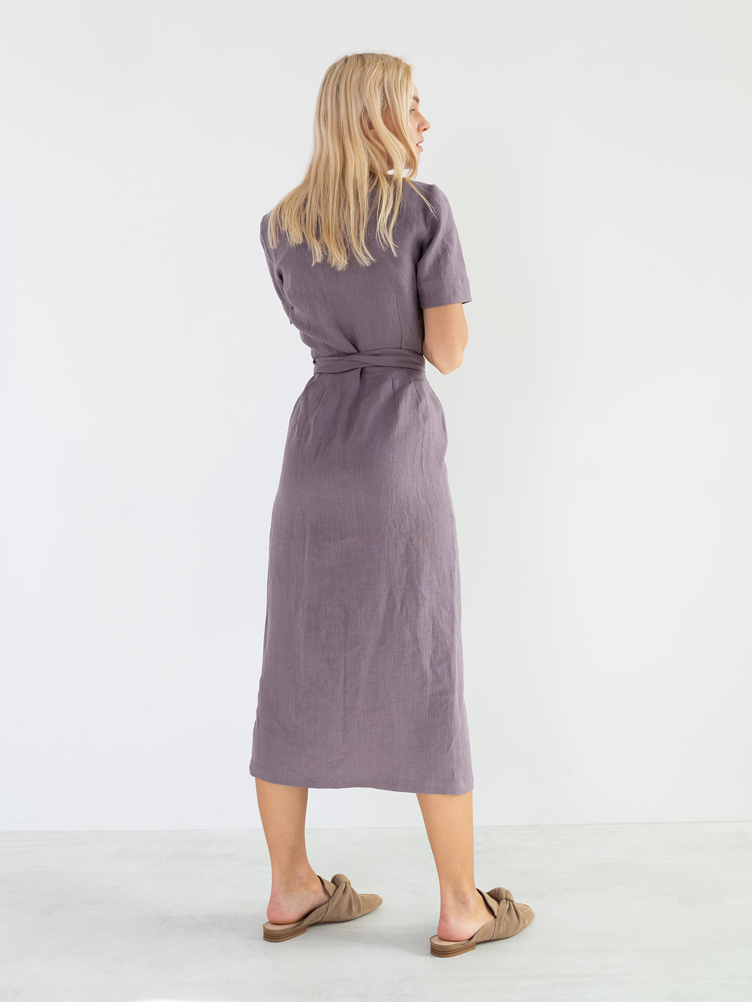 BELLA Linen Midi Wrap Dress - Image 5