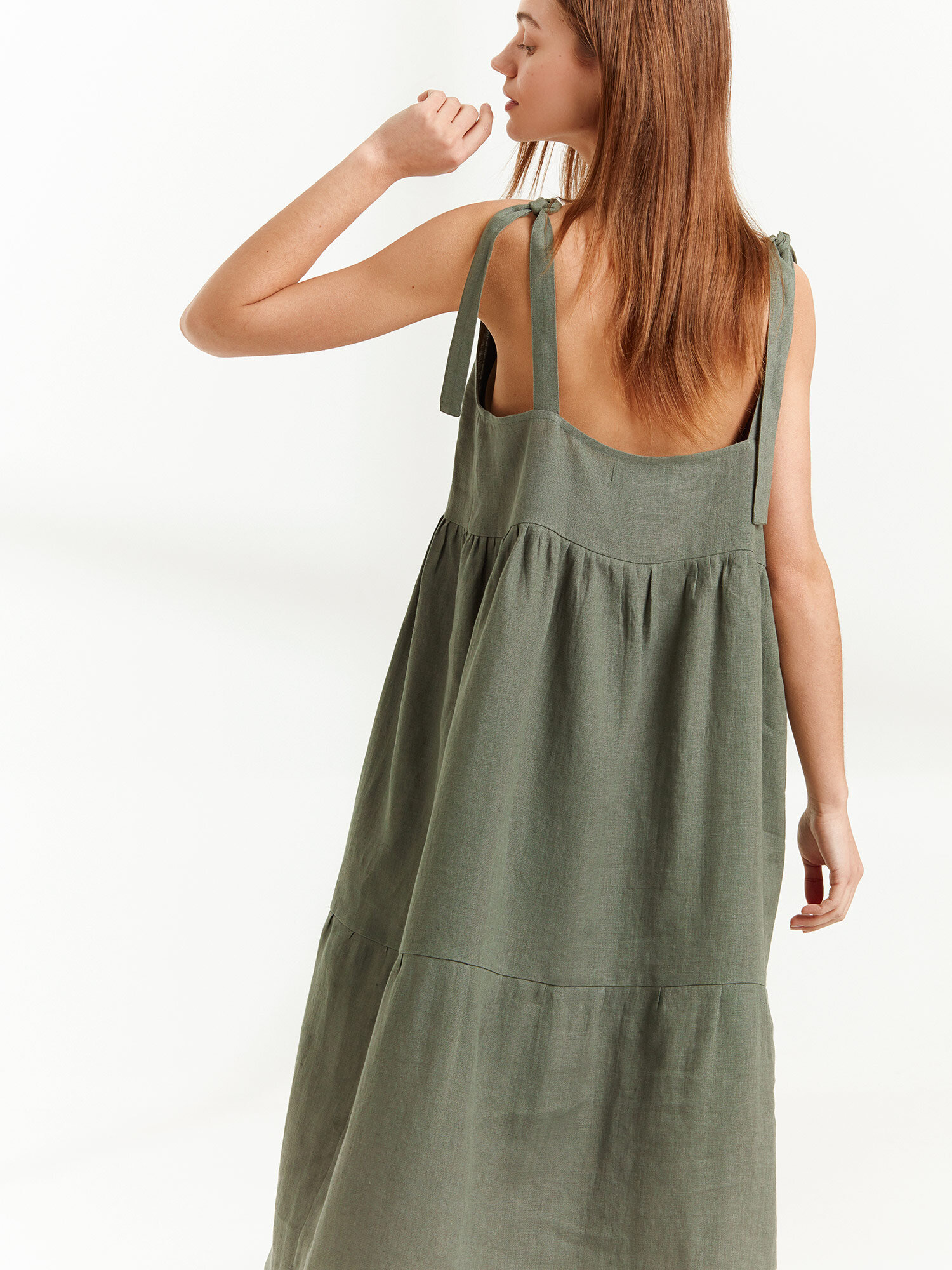 BERRY Linen Strap Dress - Image 1