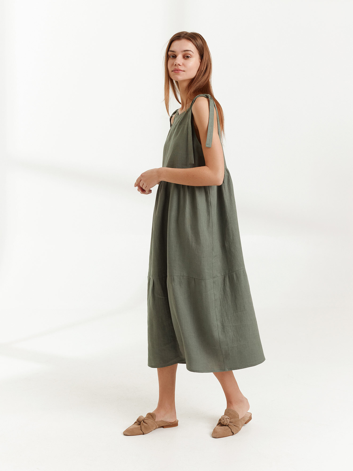 BERRY Linen Strap Dress - Image 2
