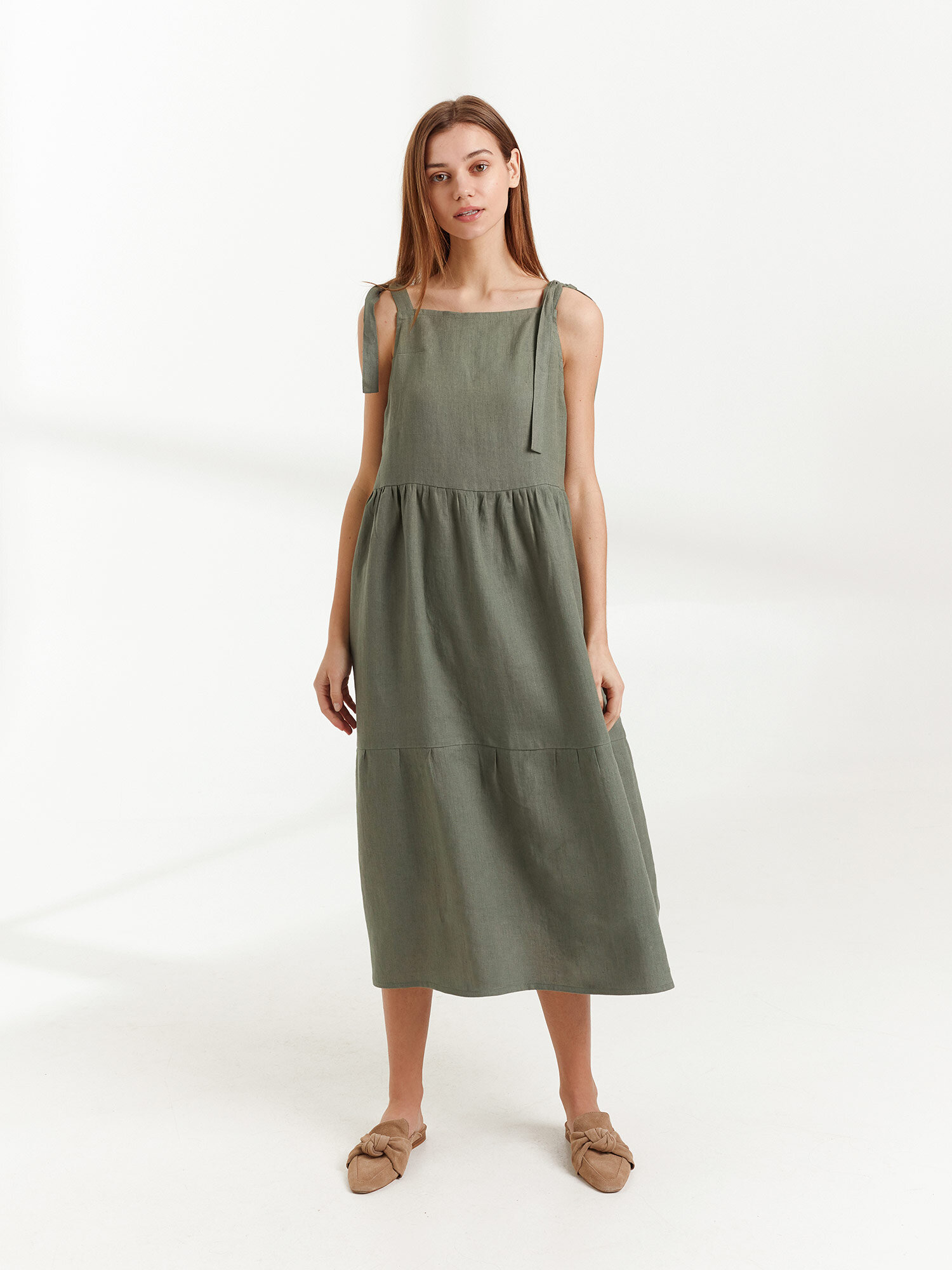 BERRY Linen Strap Dress - Image 3