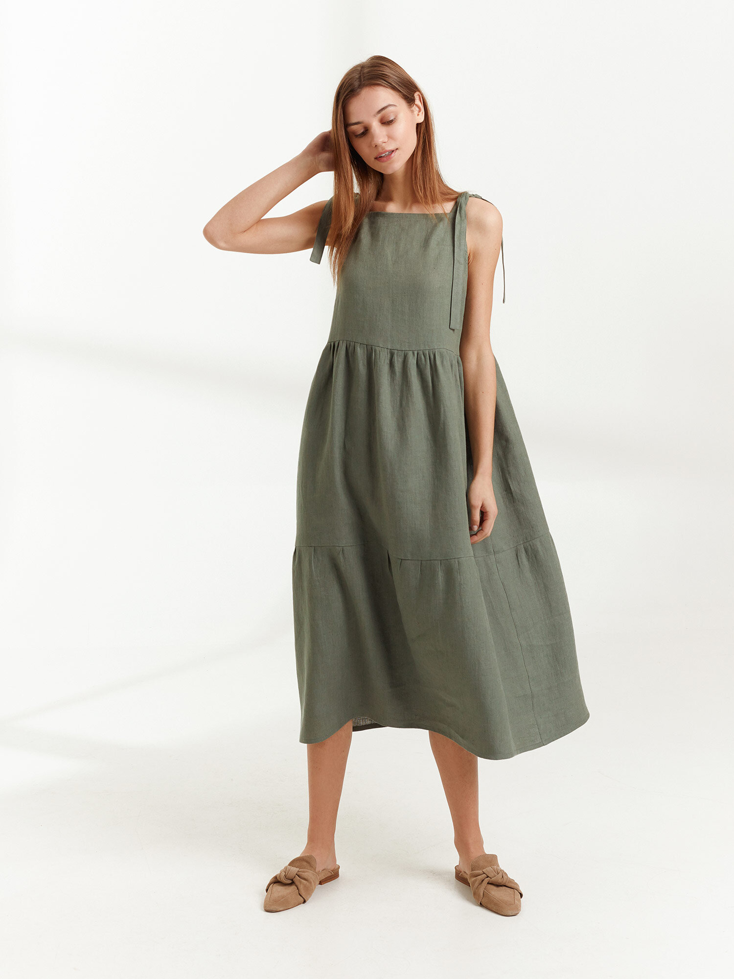 BERRY Linen Strap Dress - Image 5