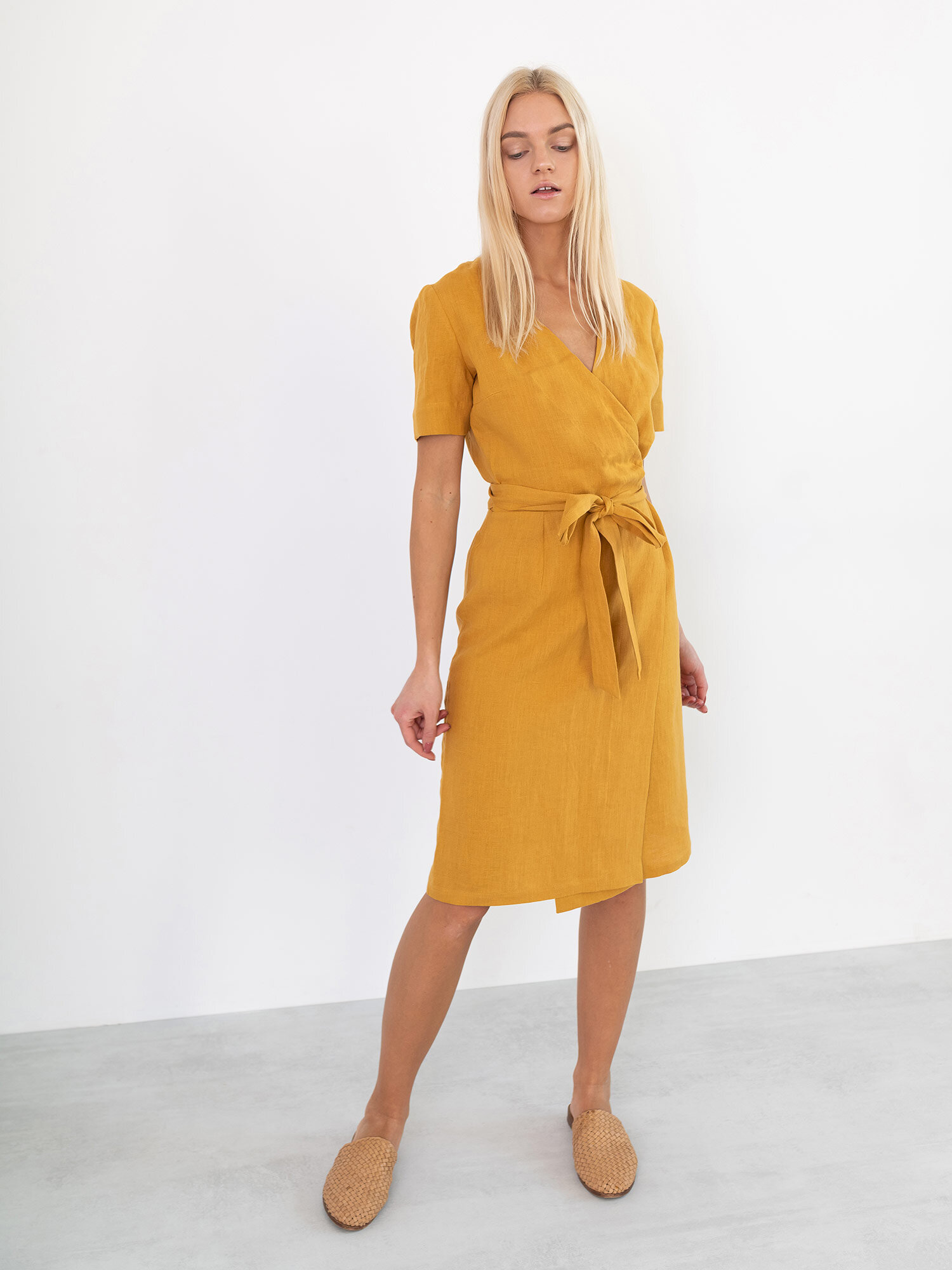 BRIGITTE Linen Wrap Dress - Image 1