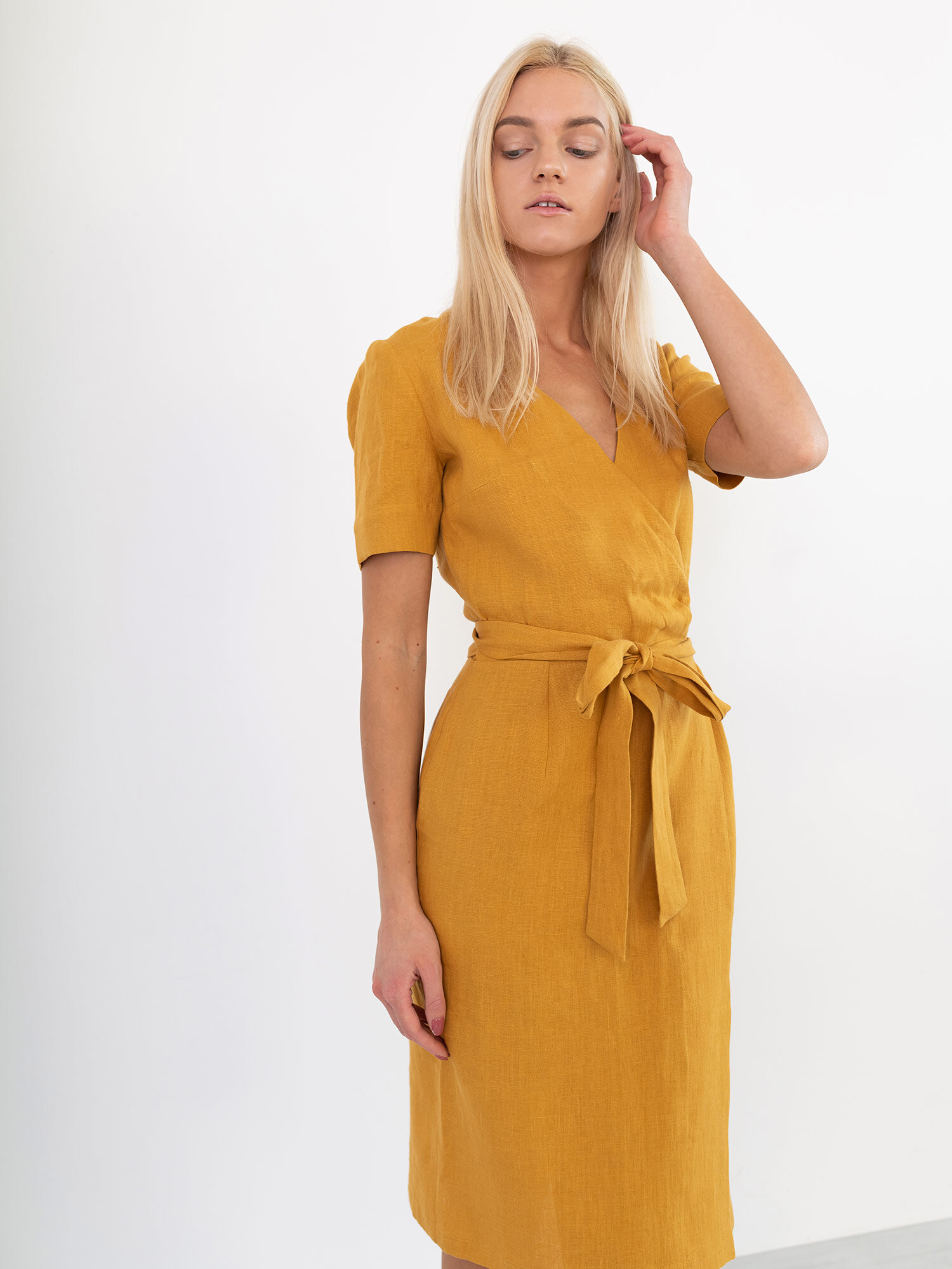 BRIGITTE Linen Wrap Dress - Image 3