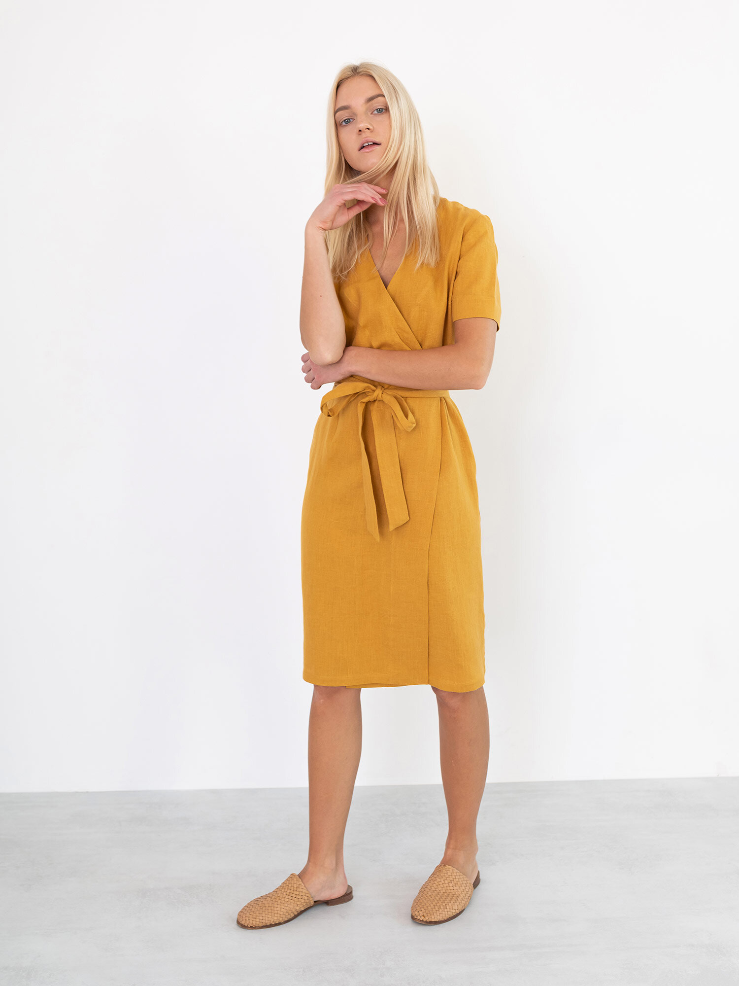 BRIGITTE Linen Wrap Dress - Image 4