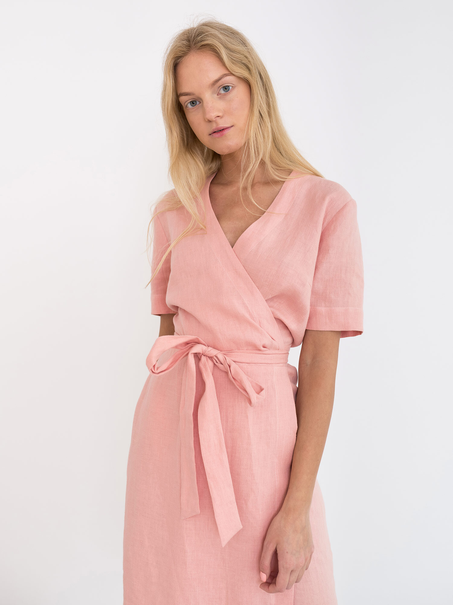 BRIGITTE Linen Wrap Dress - Image 3