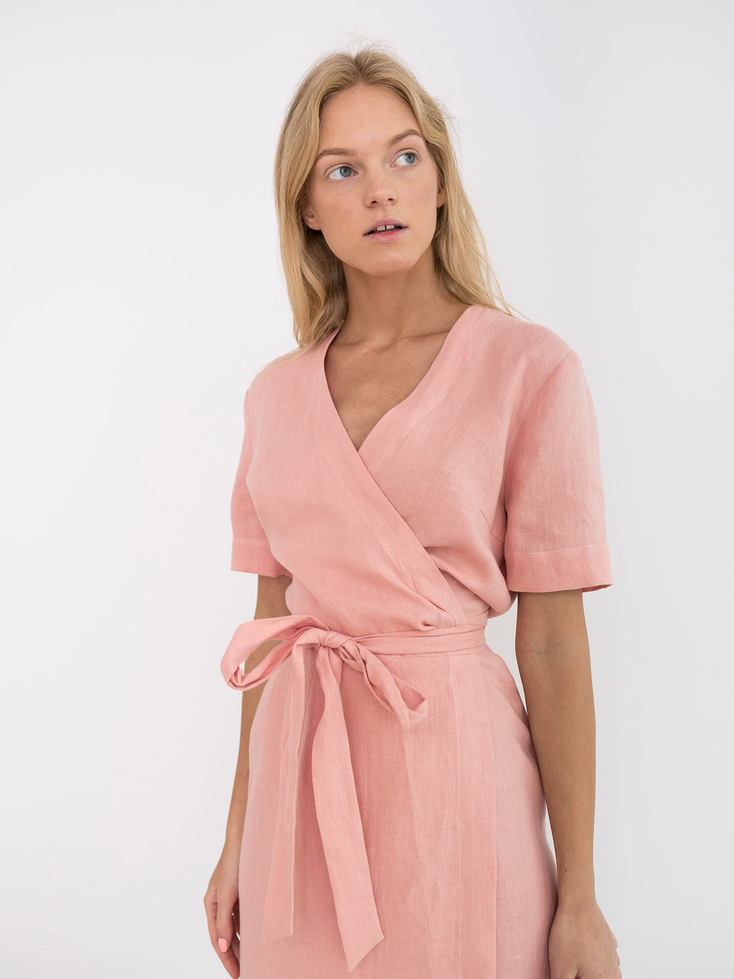 BRIGITTE Linen Wrap Dress - Image 4