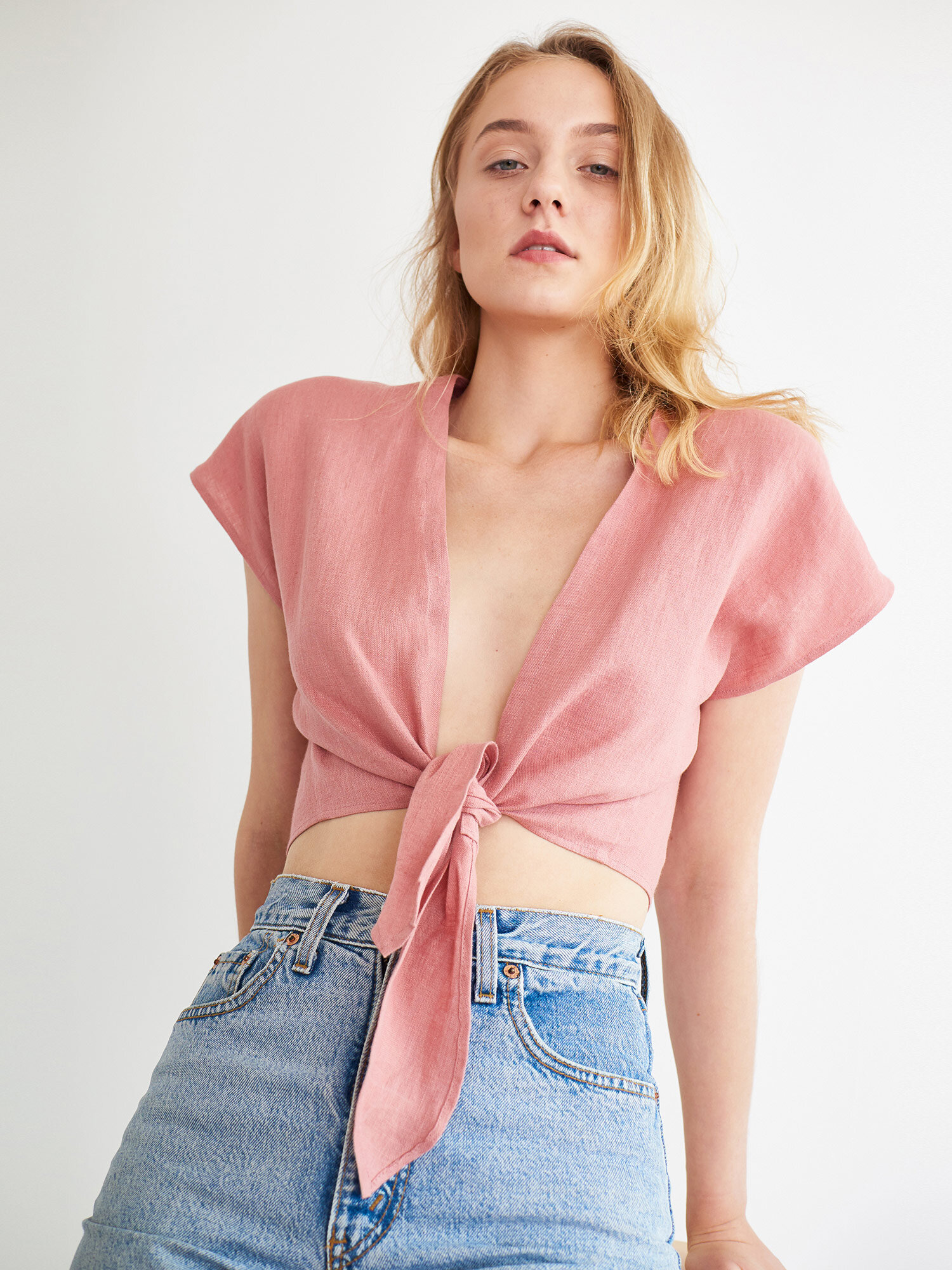CAMILA Tie Front Linen Top - Image 3