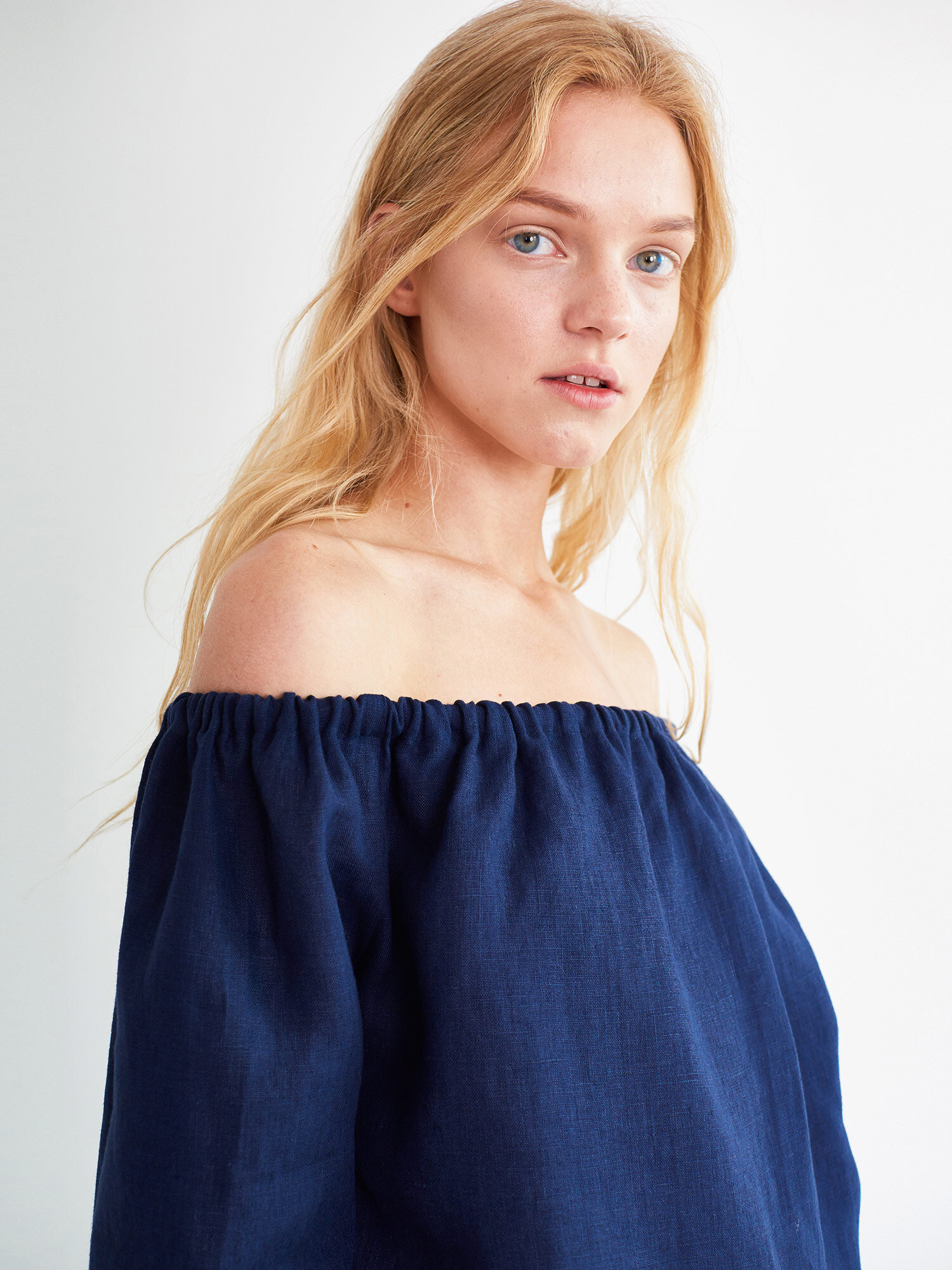 CELINE Off Shoulder Linen Top - Image 2