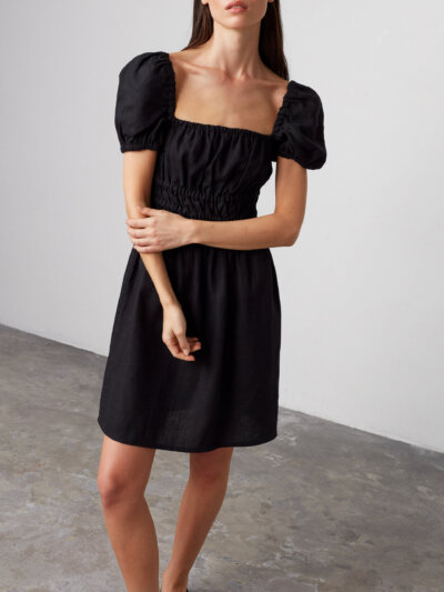 CIELLE Puff Sleeve Linen Summer Dress