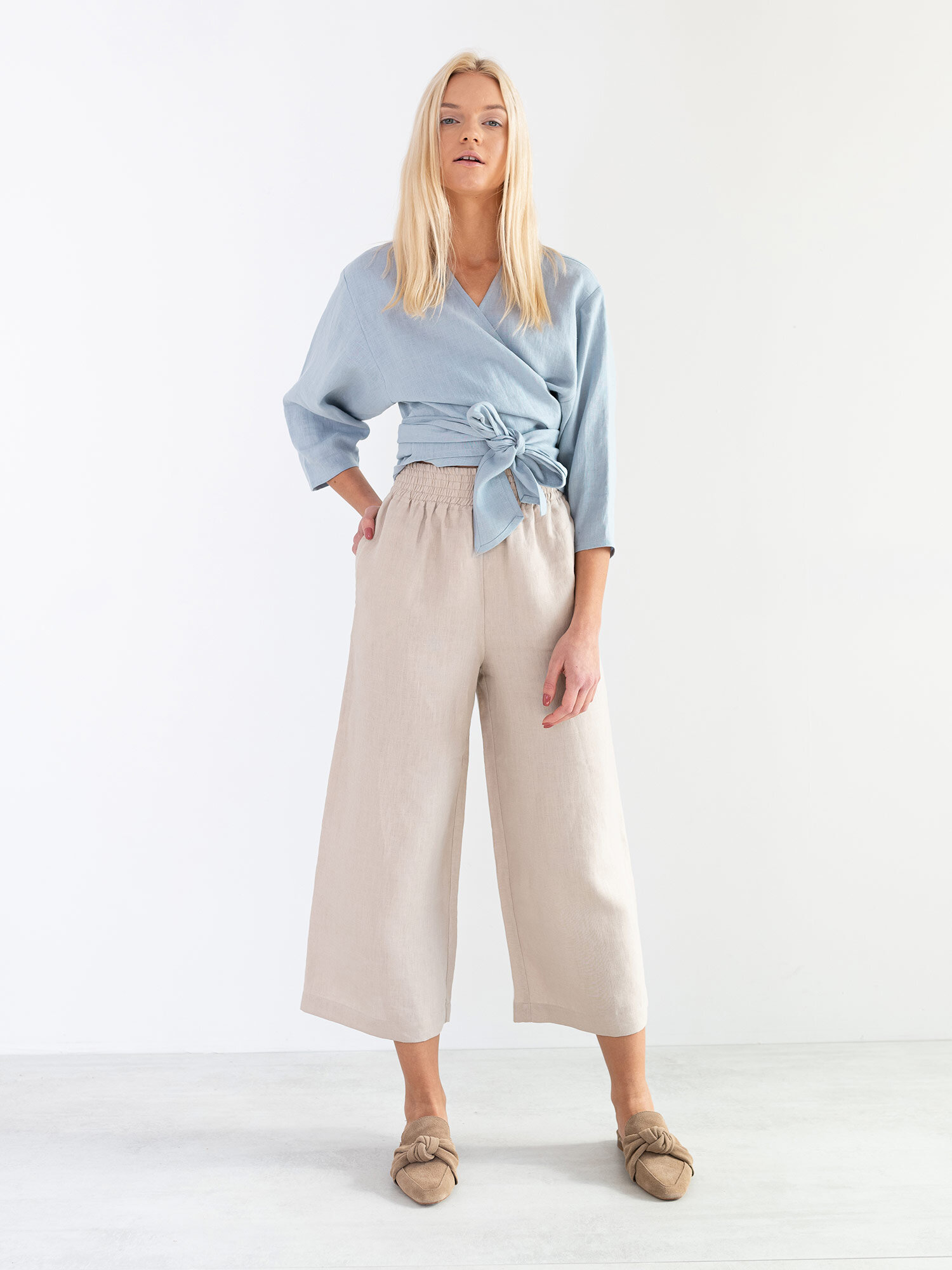 CLAIRE Linen Wrap Top - Image 2