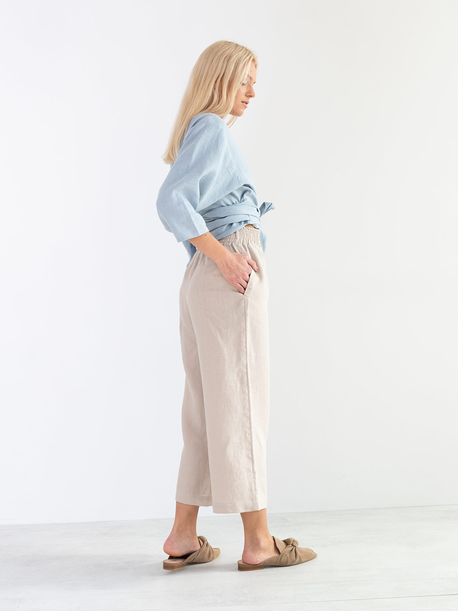 CLAIRE Linen Wrap Top - Image 5