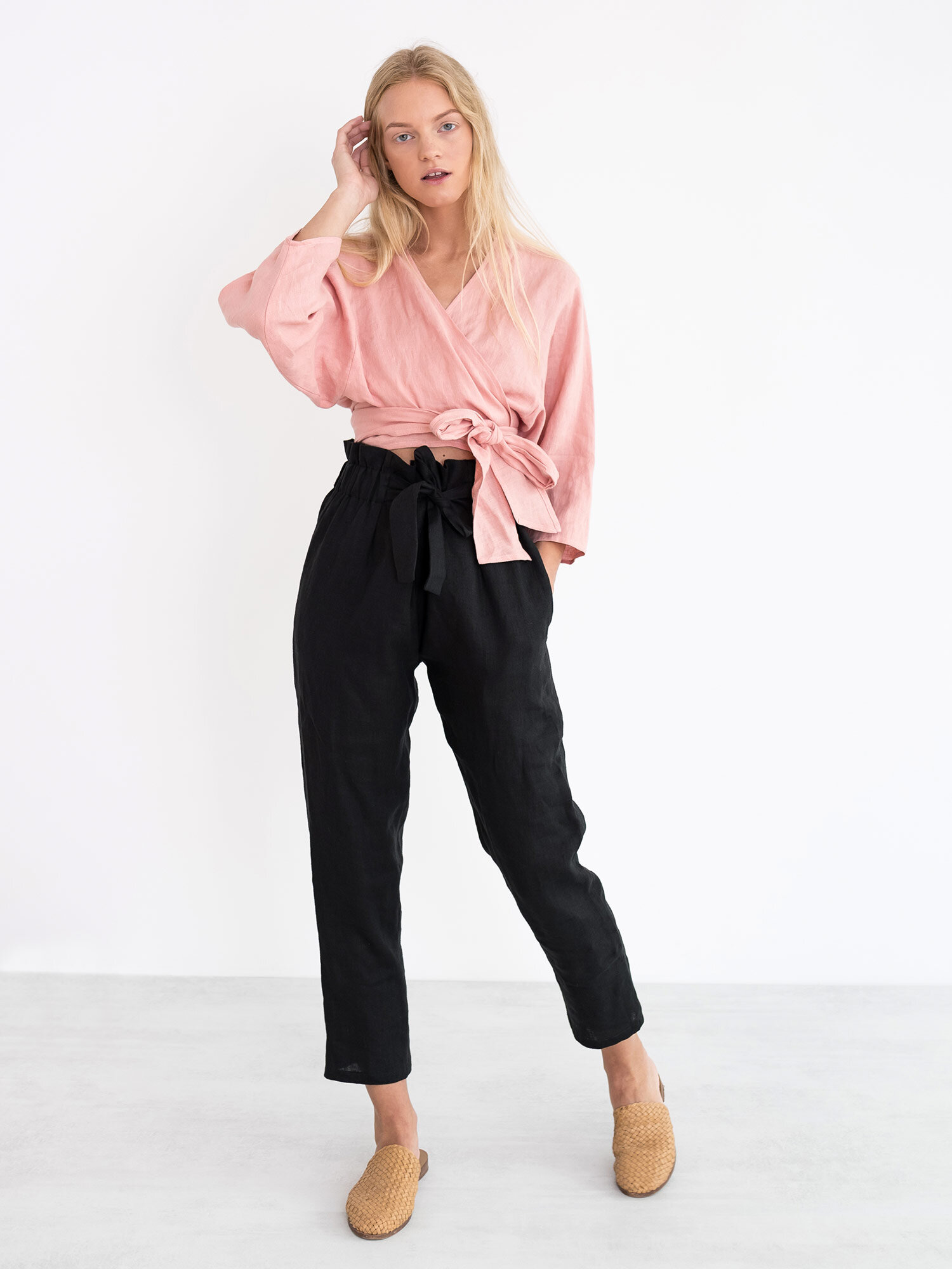 CLAIRE Linen Wrap Top - Image 2