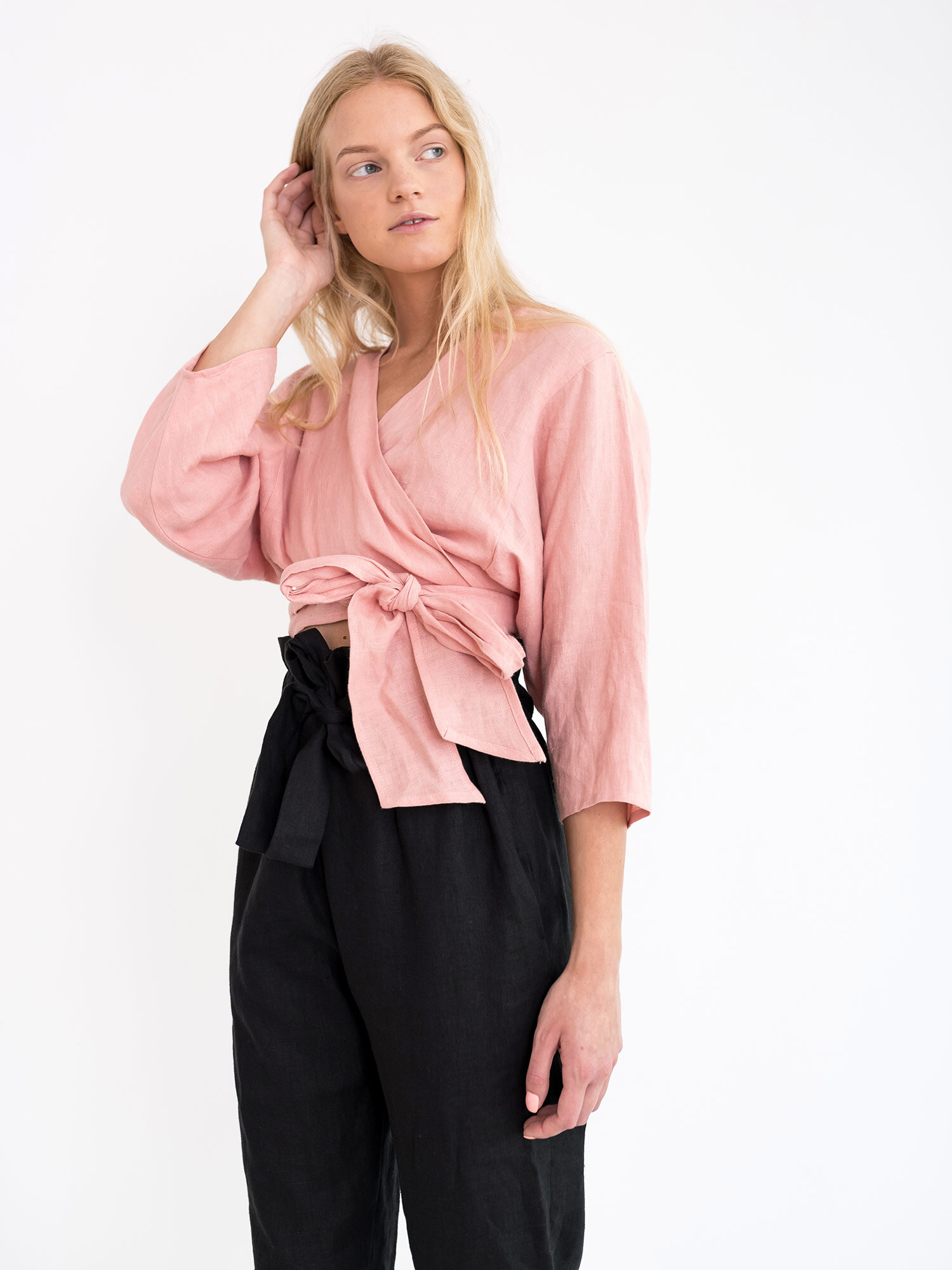 CLAIRE Linen Wrap Top - Image 3