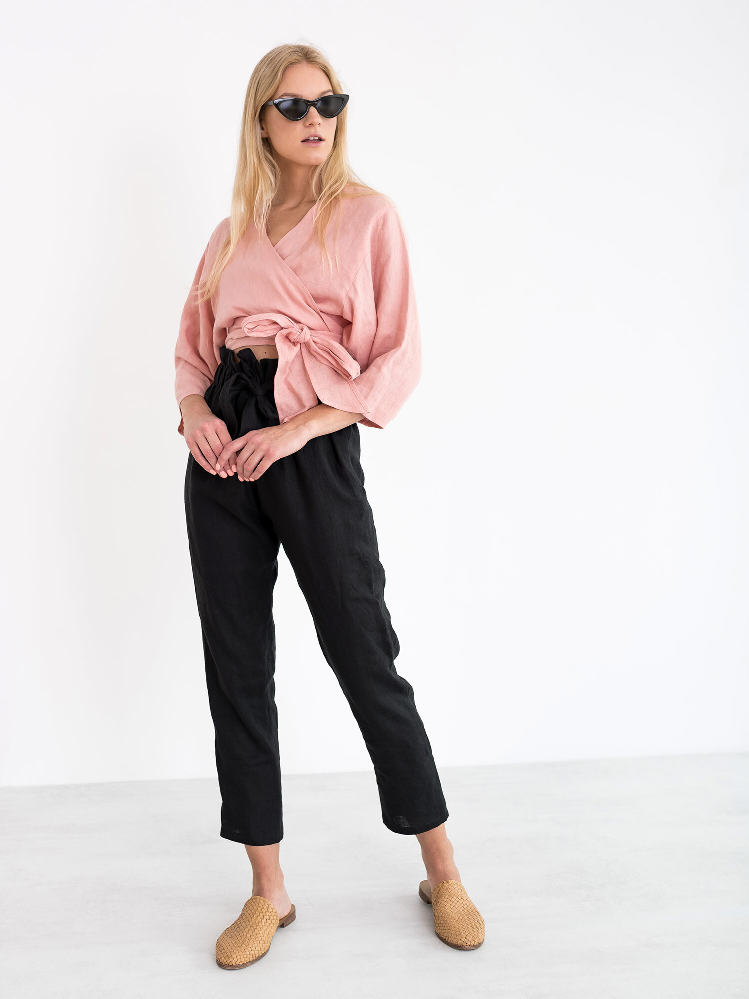 CLAIRE Linen Wrap Top - Image 4