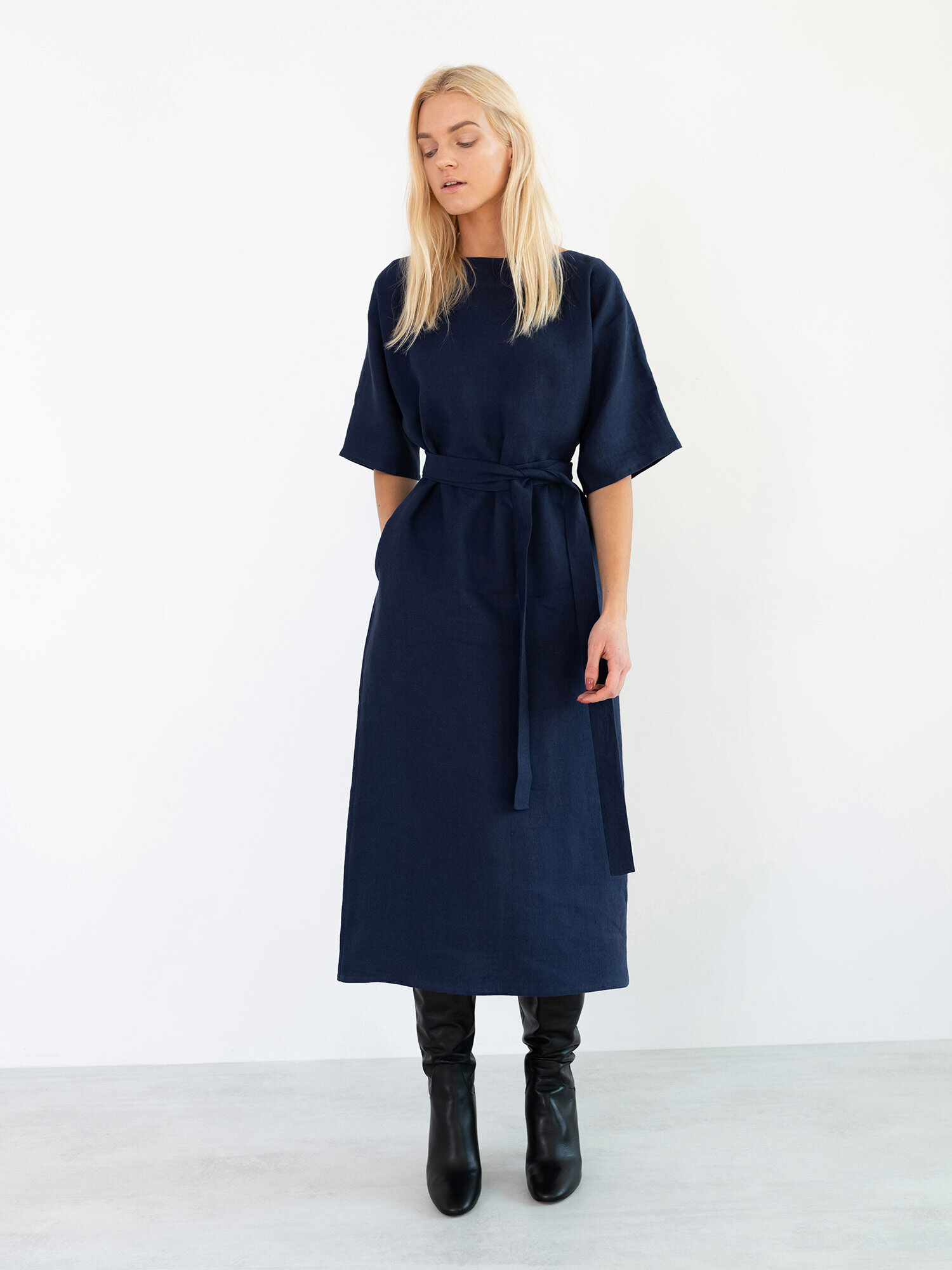 CLEMENTINE Linen Midi Dress - Image 1