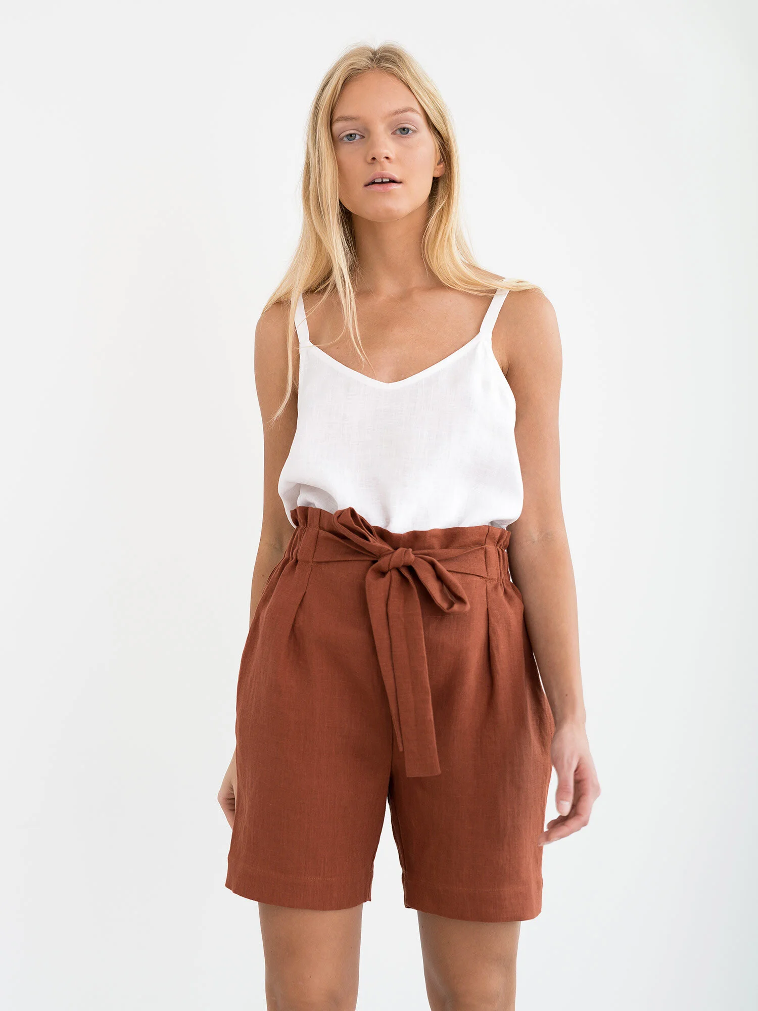Image 1 of CORA Linen Shorts in Rust from Love and Confuse