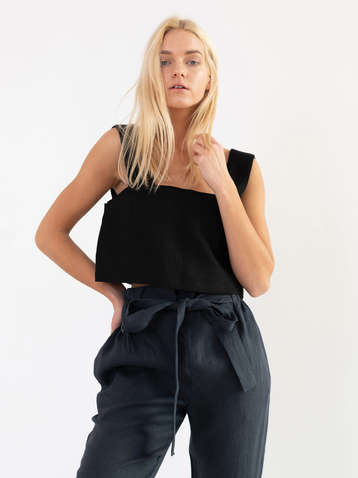 DAHLIA Wide Strap Linen Top - Image 1