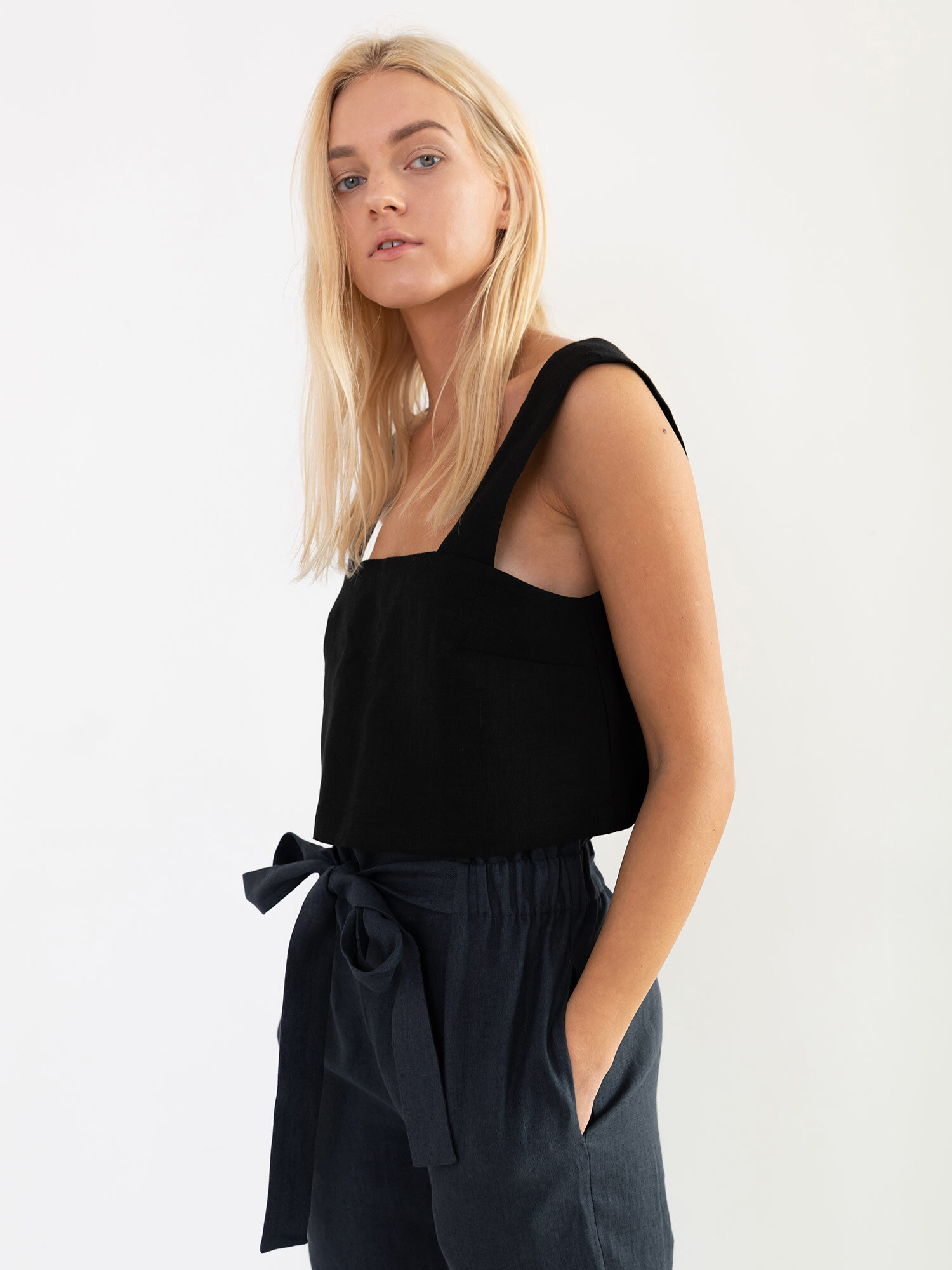 DAHLIA Wide Strap Linen Top - Image 4