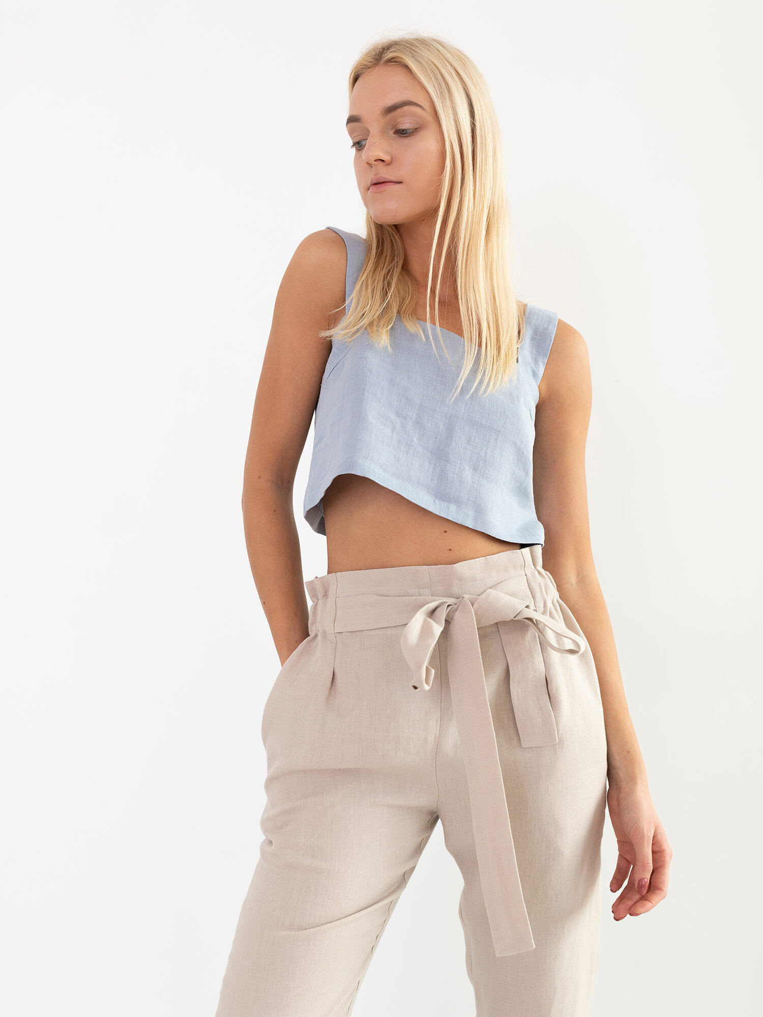 DAHLIA Wide Strap Linen Top - Image 1