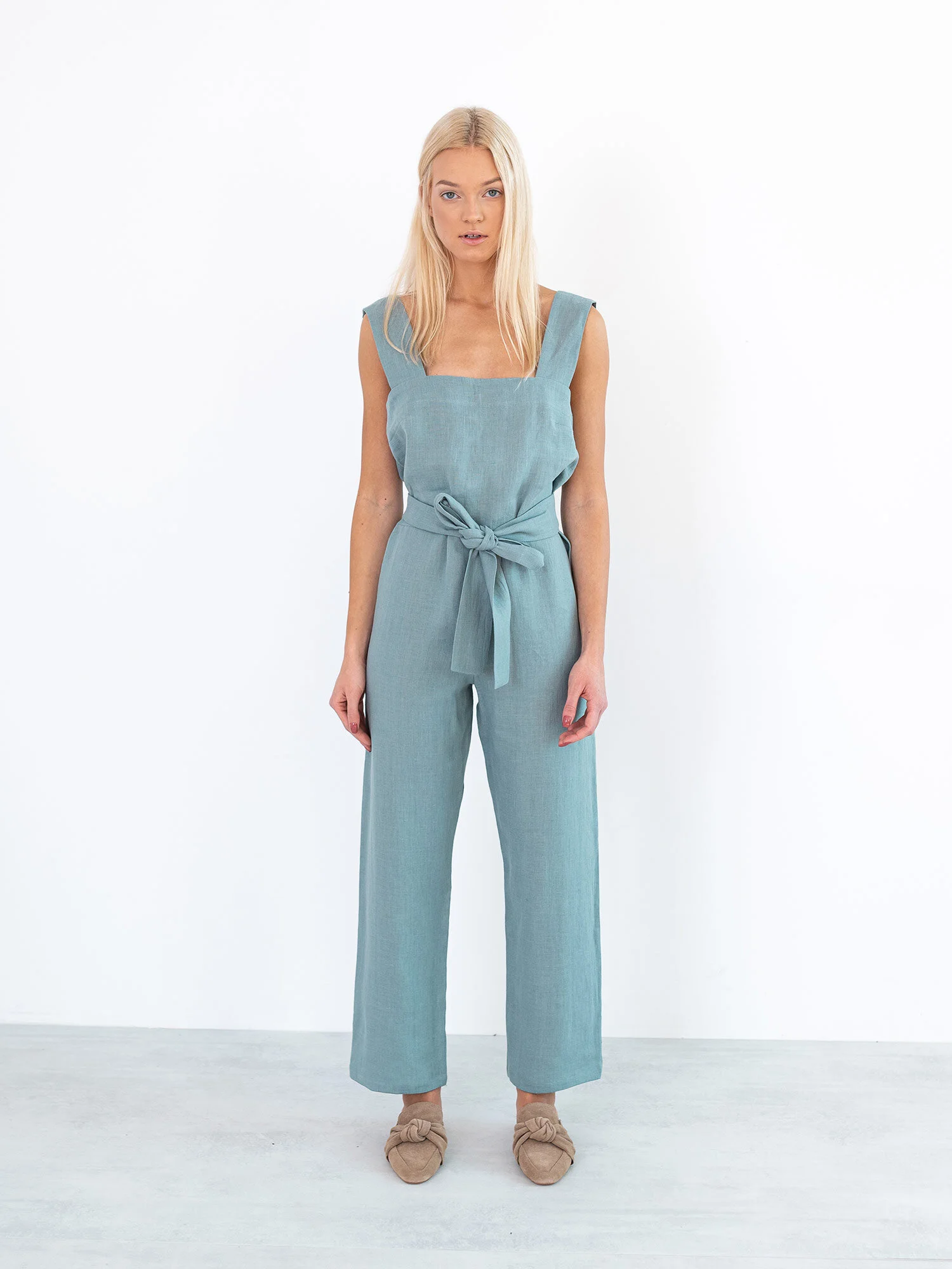 Image 2 of DAKOTA Linen Jumpsuit in Dark Turquoise from Love and Confuse