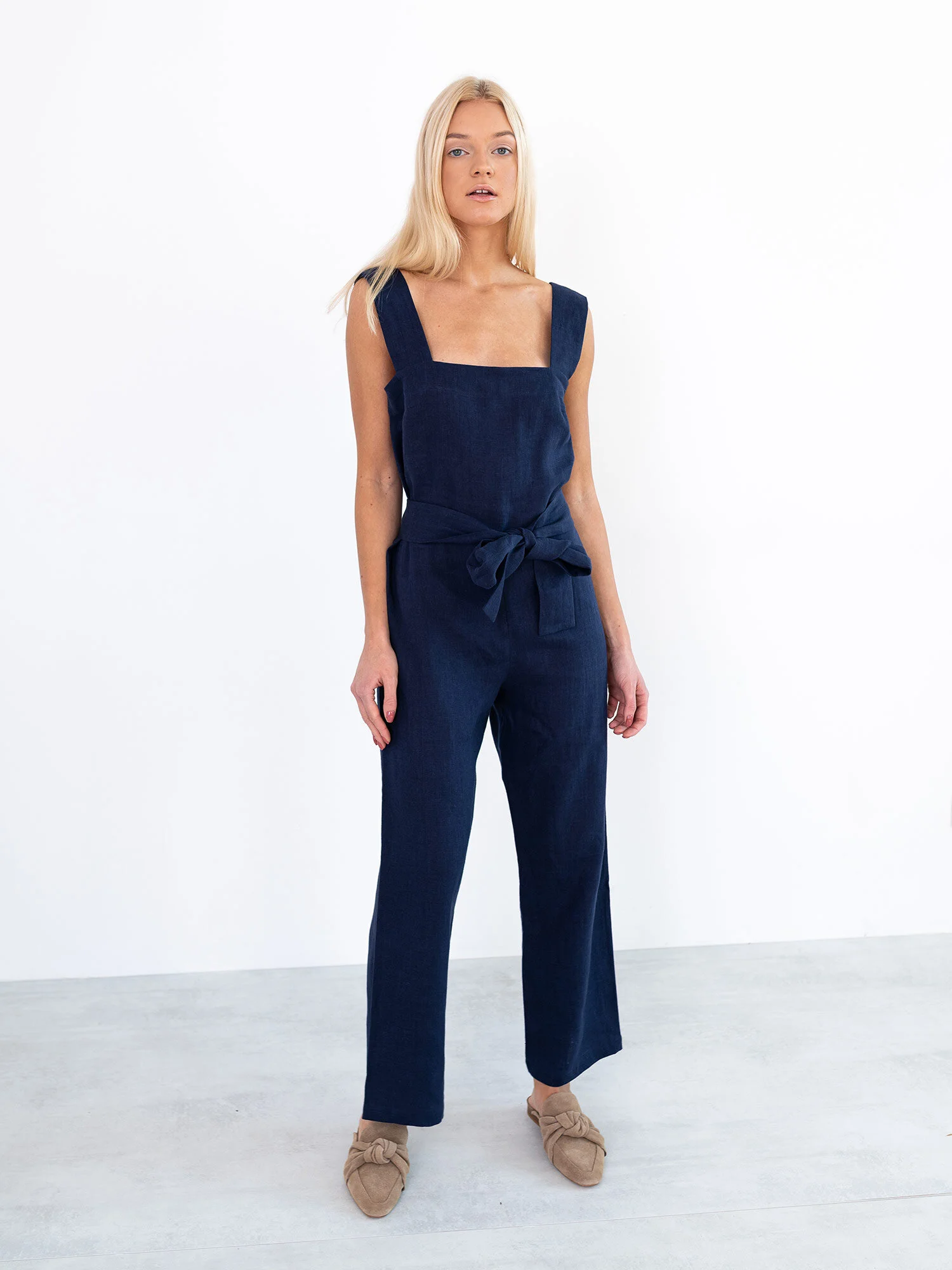 Image 1 of DAKOTA Linen Jumpsuit in Navy Blue from Love and Confuse