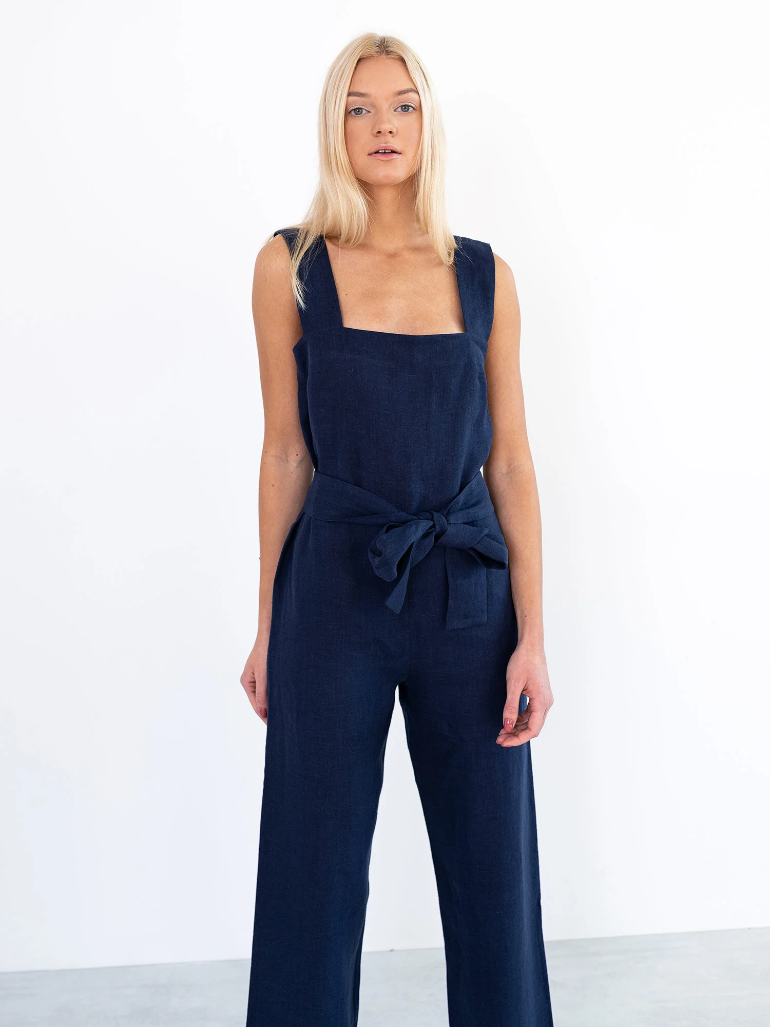 Image 2 of DAKOTA Linen Jumpsuit in Navy Blue from Love and Confuse