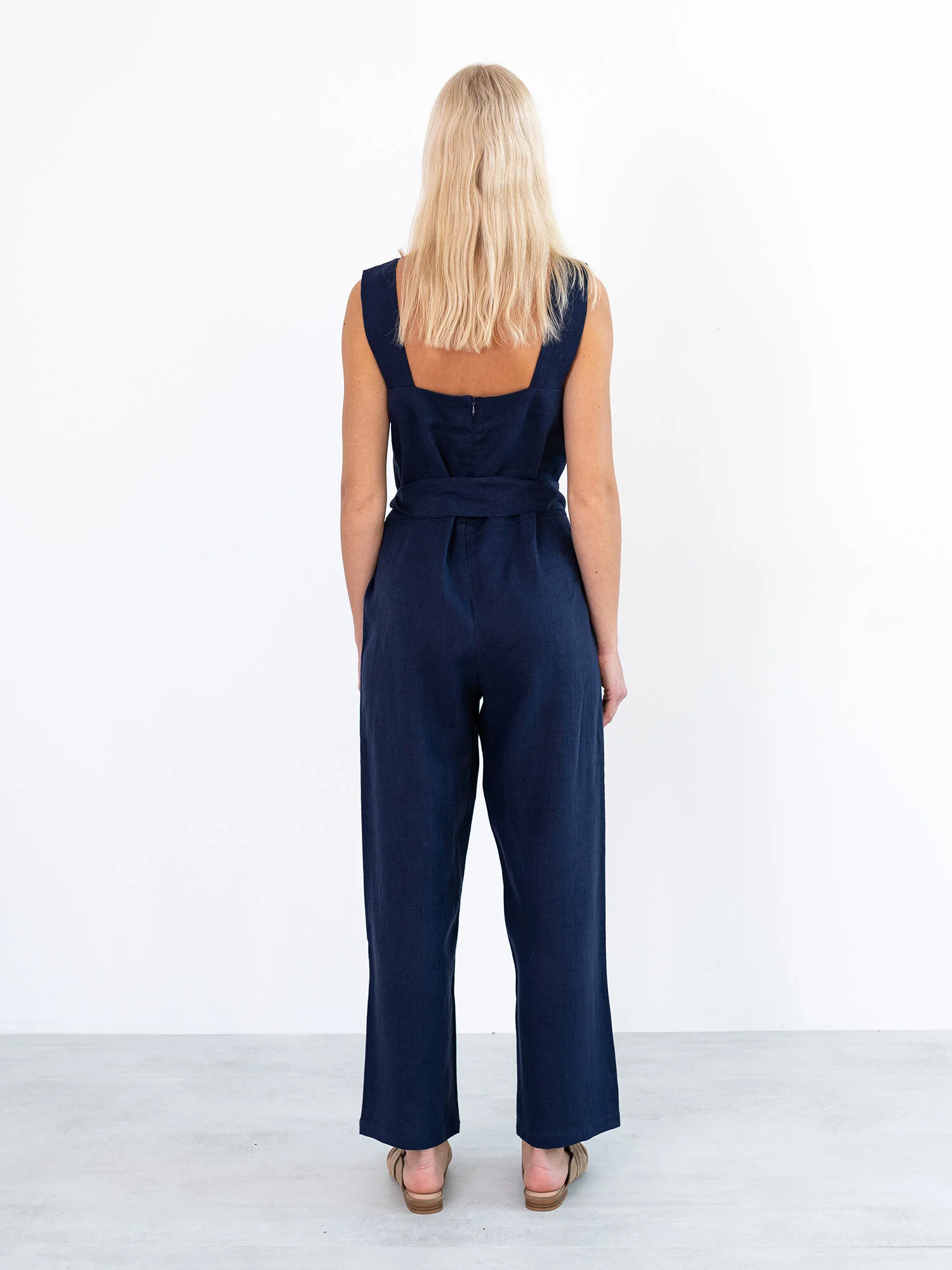 Image 5 of DAKOTA Linen Jumpsuit in Navy Blue from Love and Confuse