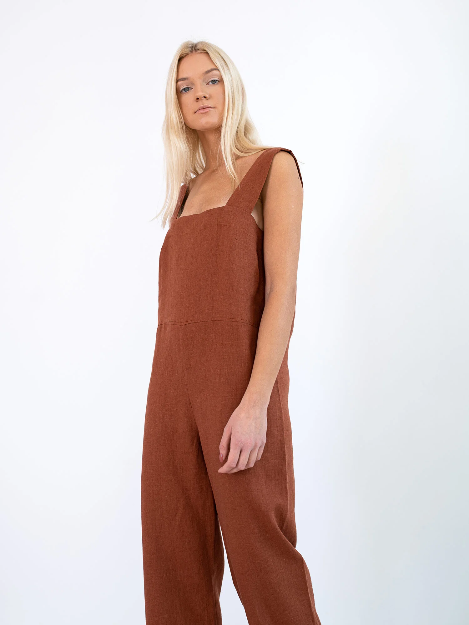 Image 3 of DAKOTA Linen Jumpsuit in Rust from Love and Confuse