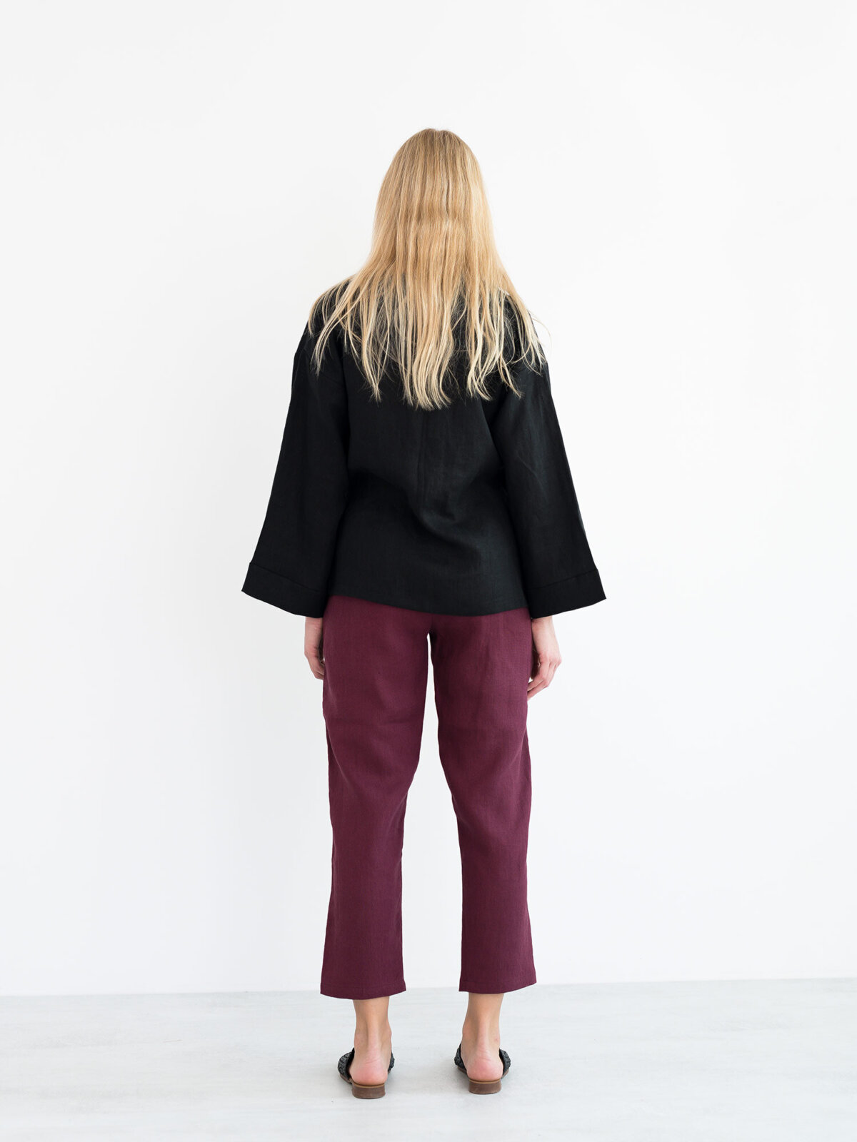 DELILAH pellava kimonotakki Musta — takaa