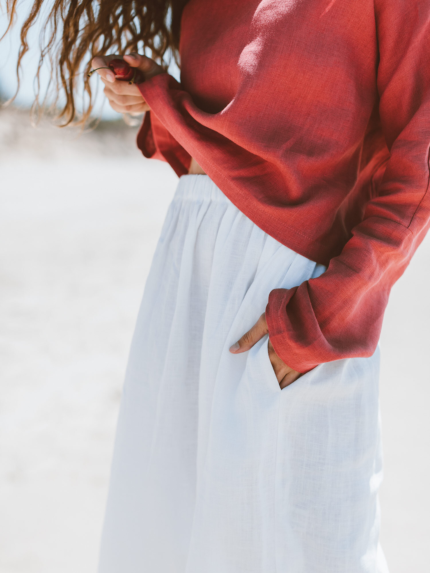 ELLE Linen Midi Skirt - Image 1